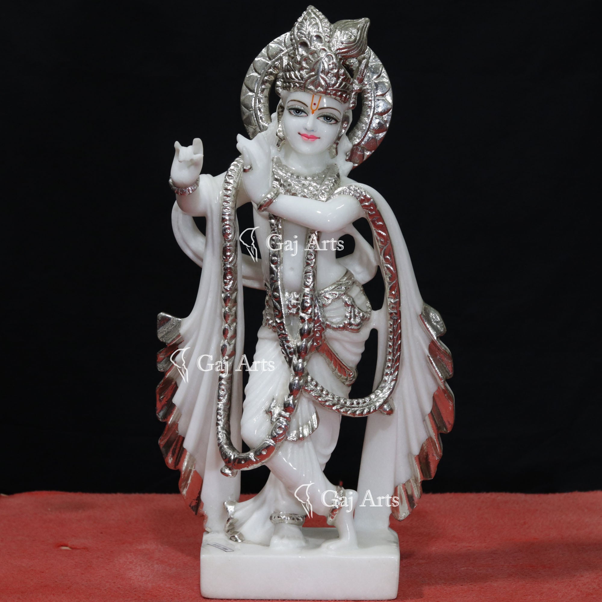 Super White Vietnam Marble Krishna Murti | 18 Inch