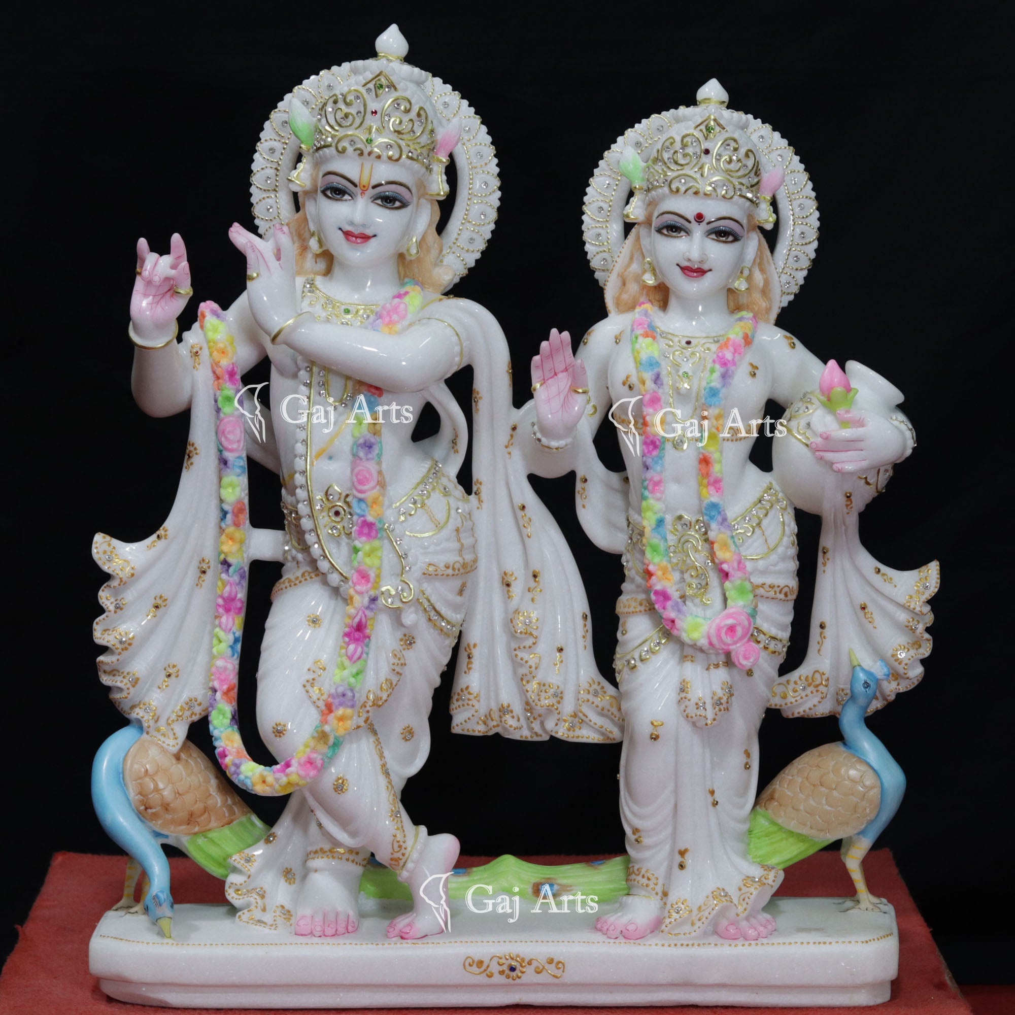 White Makrana Marble Radha Krishna Jugal Jodi Idol | 24 Inch