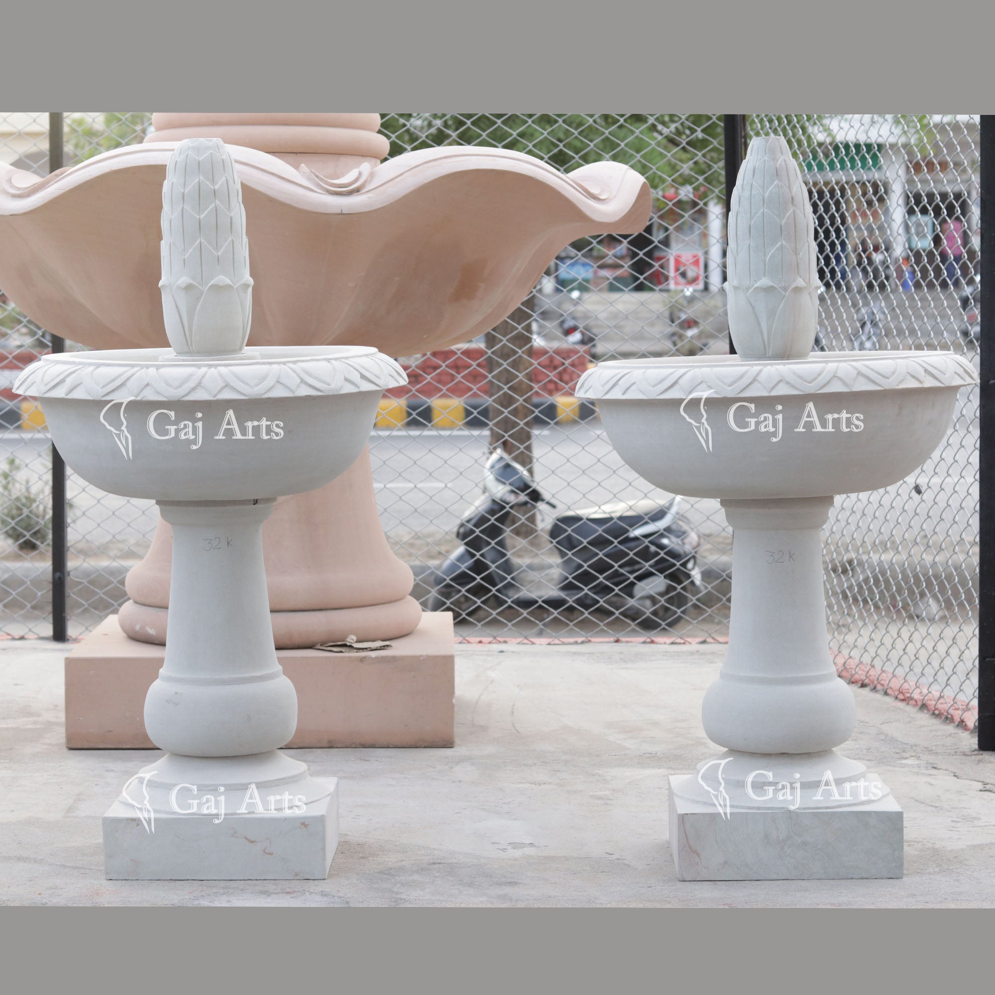 Green Lalitpur Sandstone Water Fountain | 45 Inch