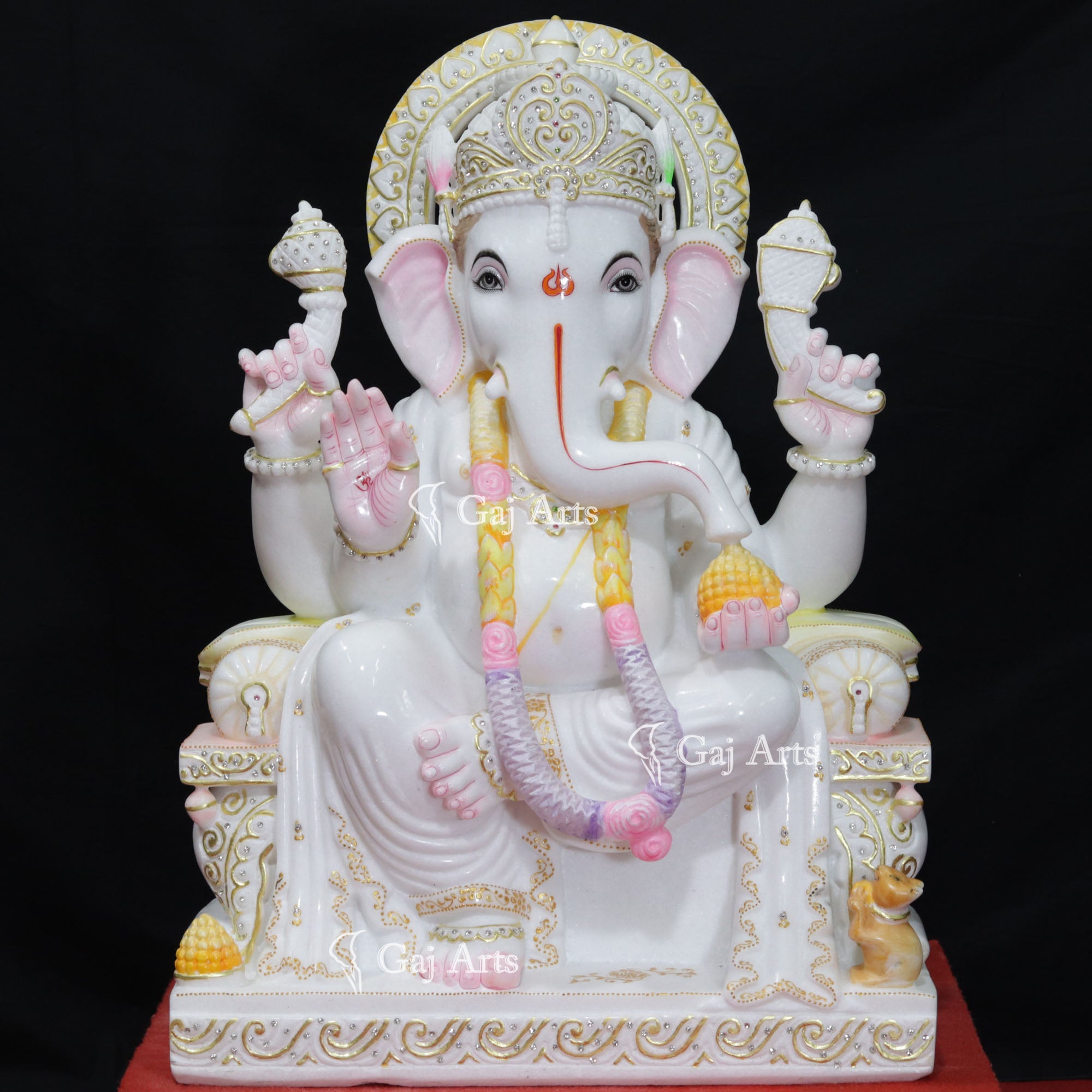 Super White Makrana Marble Ganesh Murti | 30 Inch