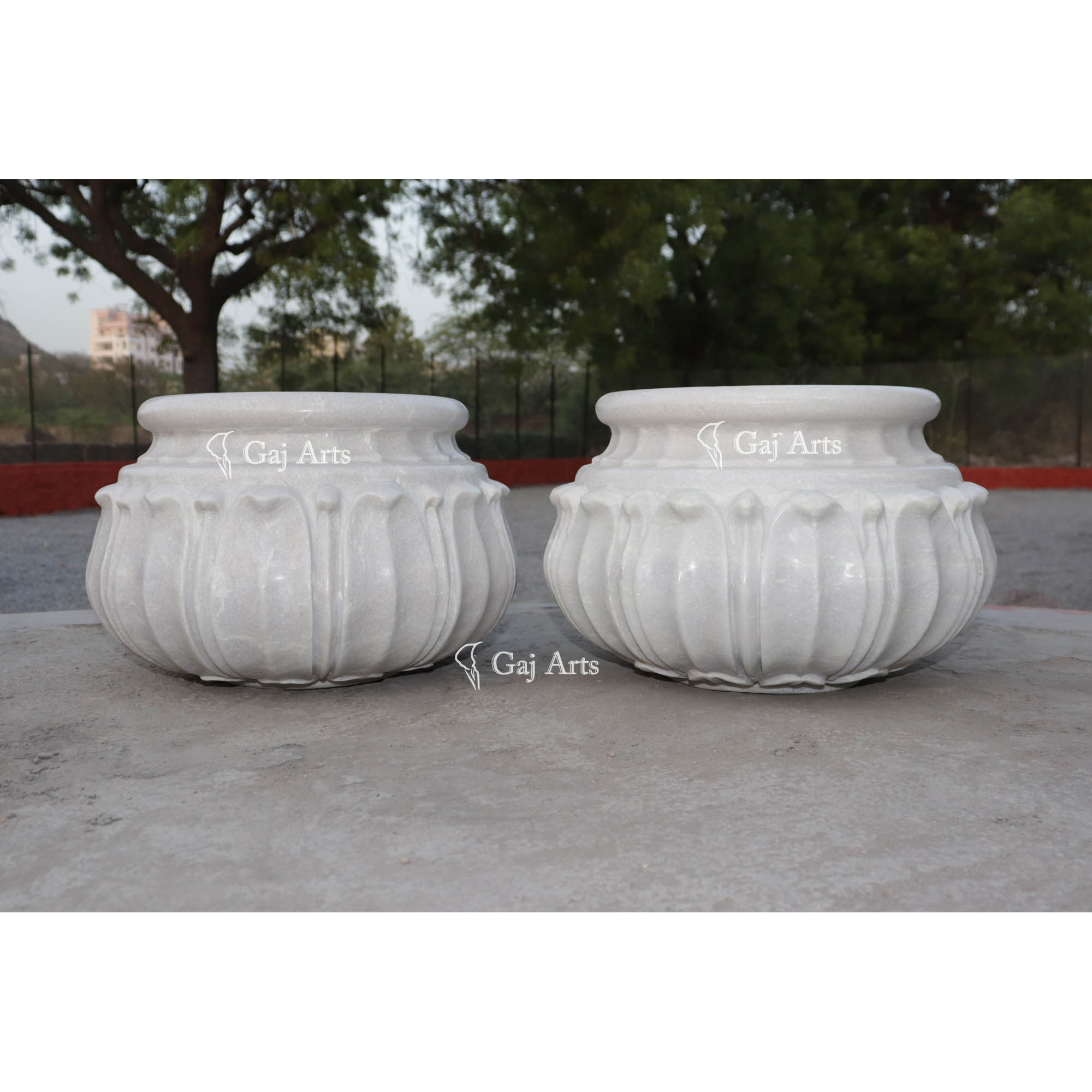 Fine White Marble Planter | 11 Inch