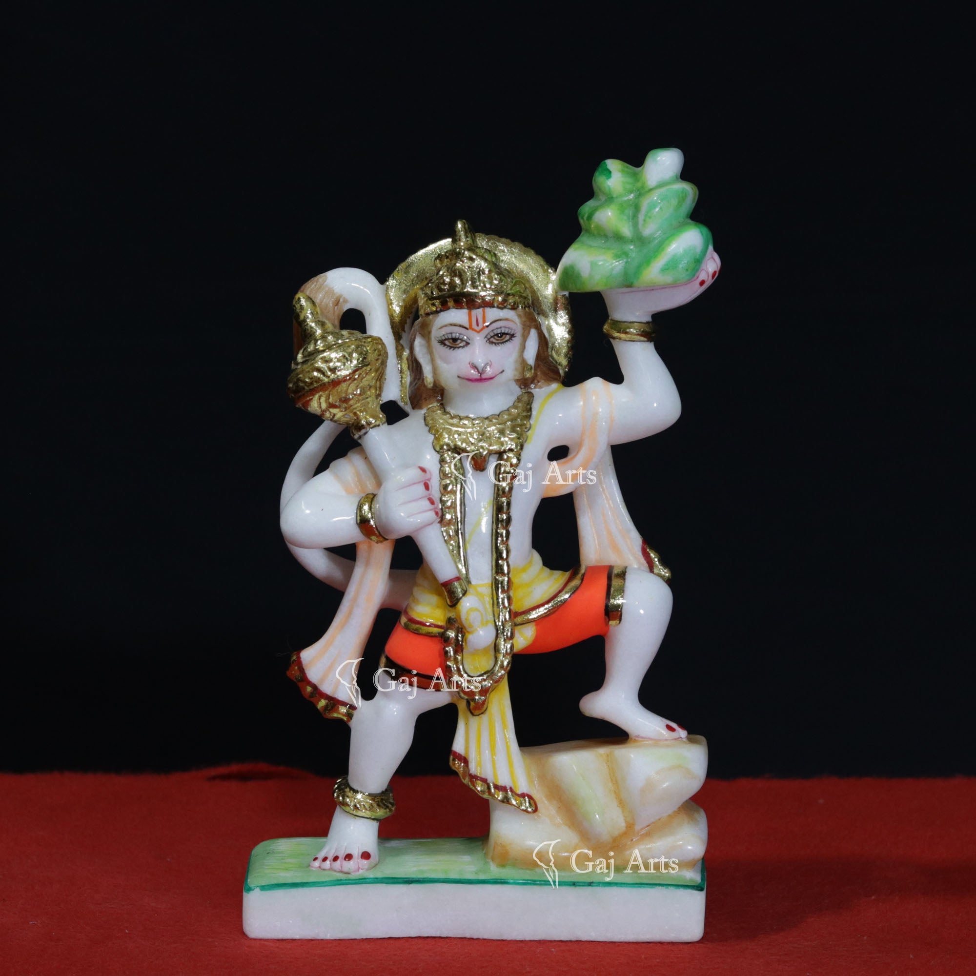 White Makrana Marble Veer Hanuman Ji Idol | 9 Inch