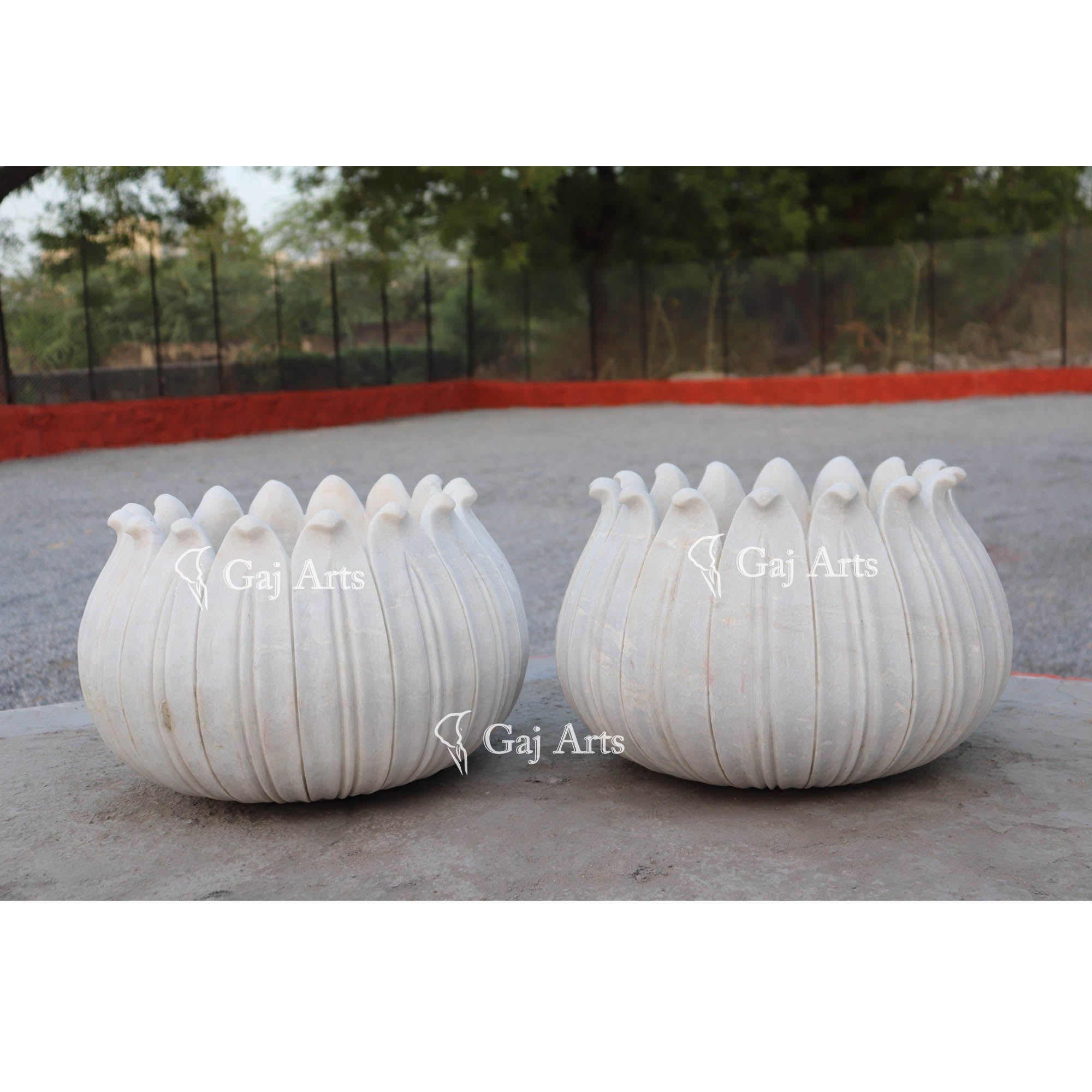 Classic White Marble Planter | 12 Inch