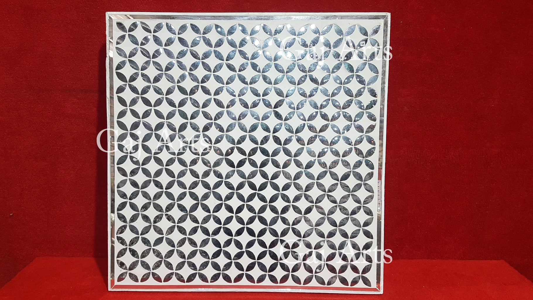 Thikri Mirror Inlay Wooden Panel | 14 Inch