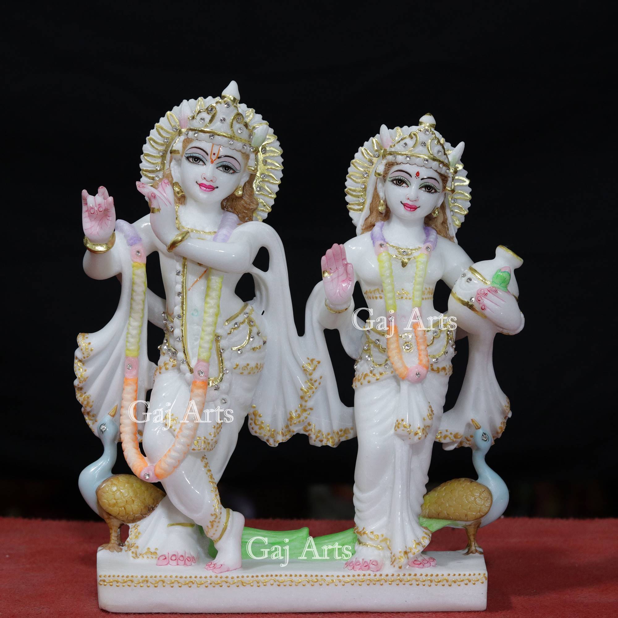 Super White Makrana Marble Radha Krishna Jugal Jodi Idol | 12 Inch