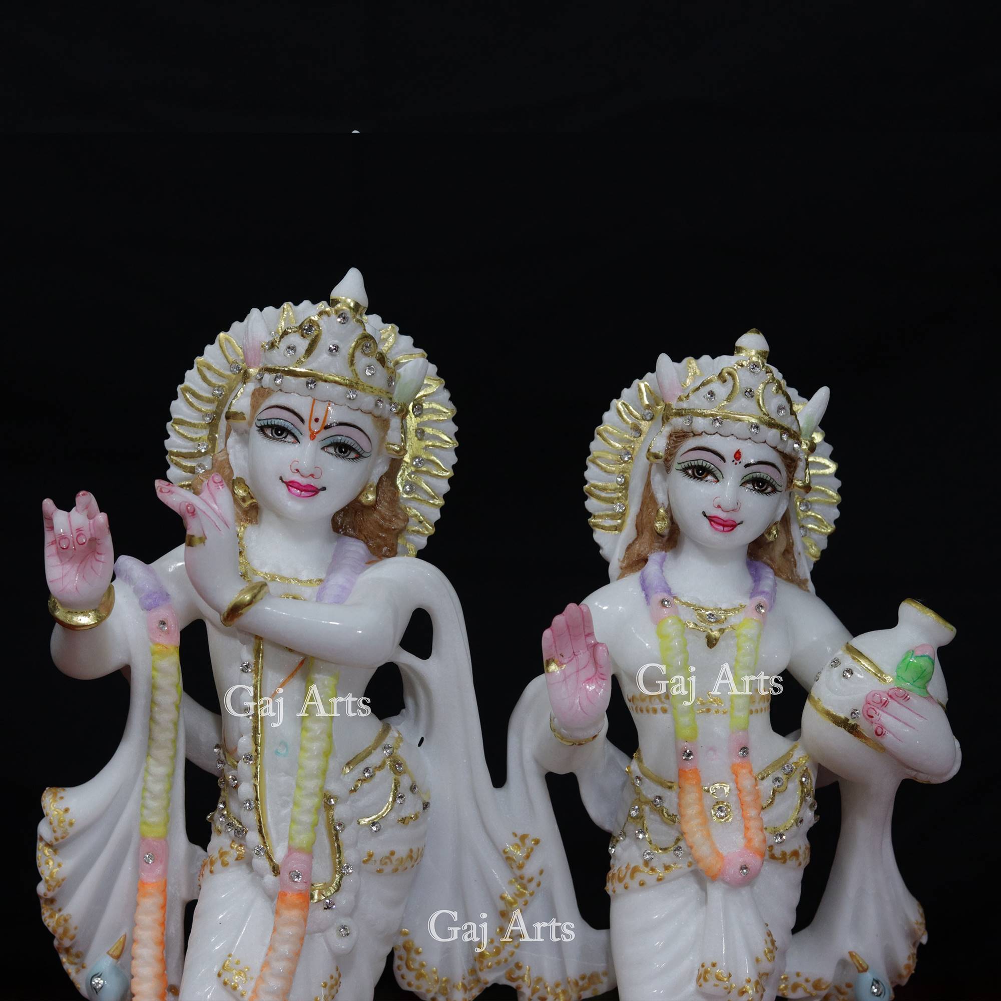 Super White Makrana Marble Radha Krishna Jugal Jodi Idol | 12 Inch