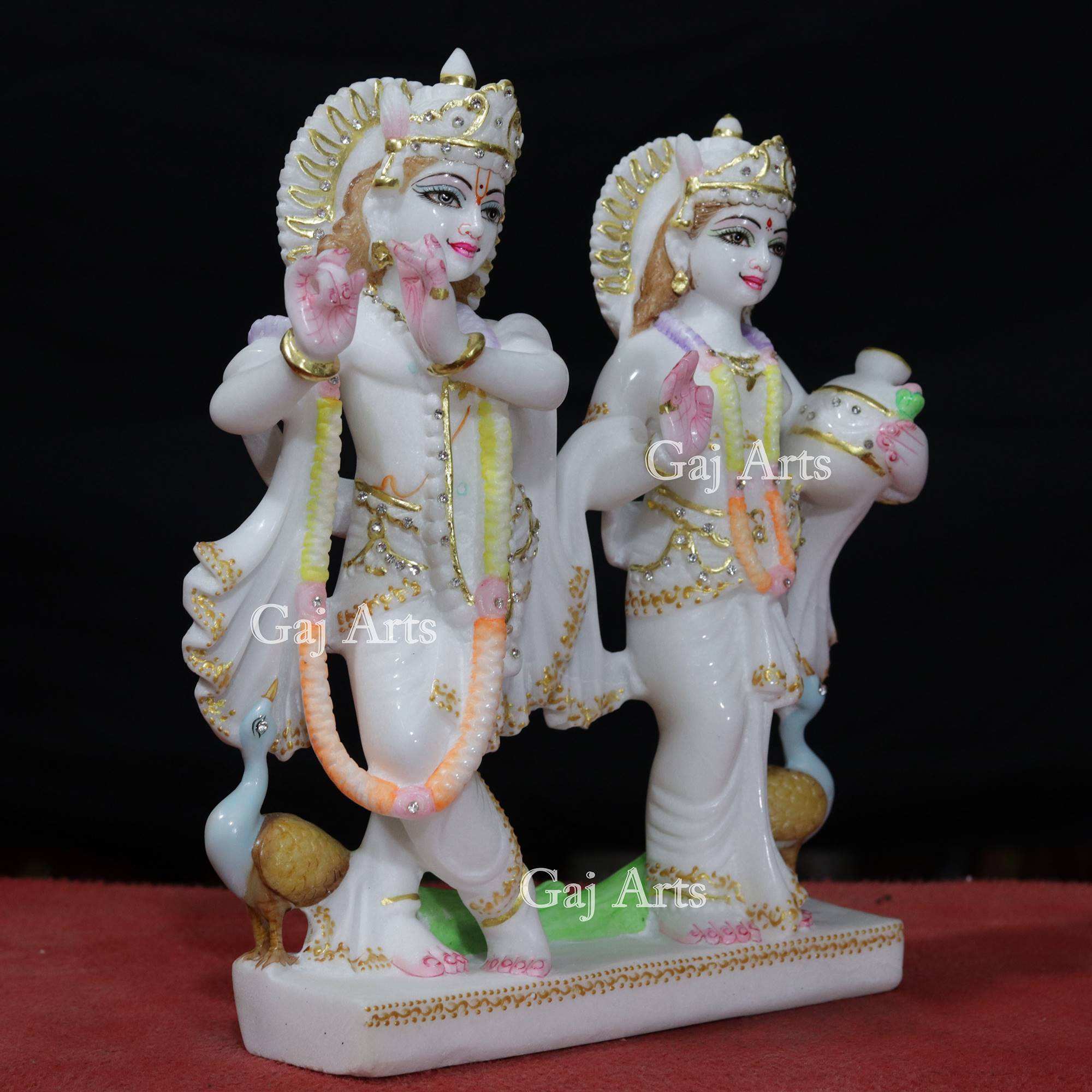 Super White Makrana Marble Radha Krishna Jugal Jodi Idol | 12 Inch