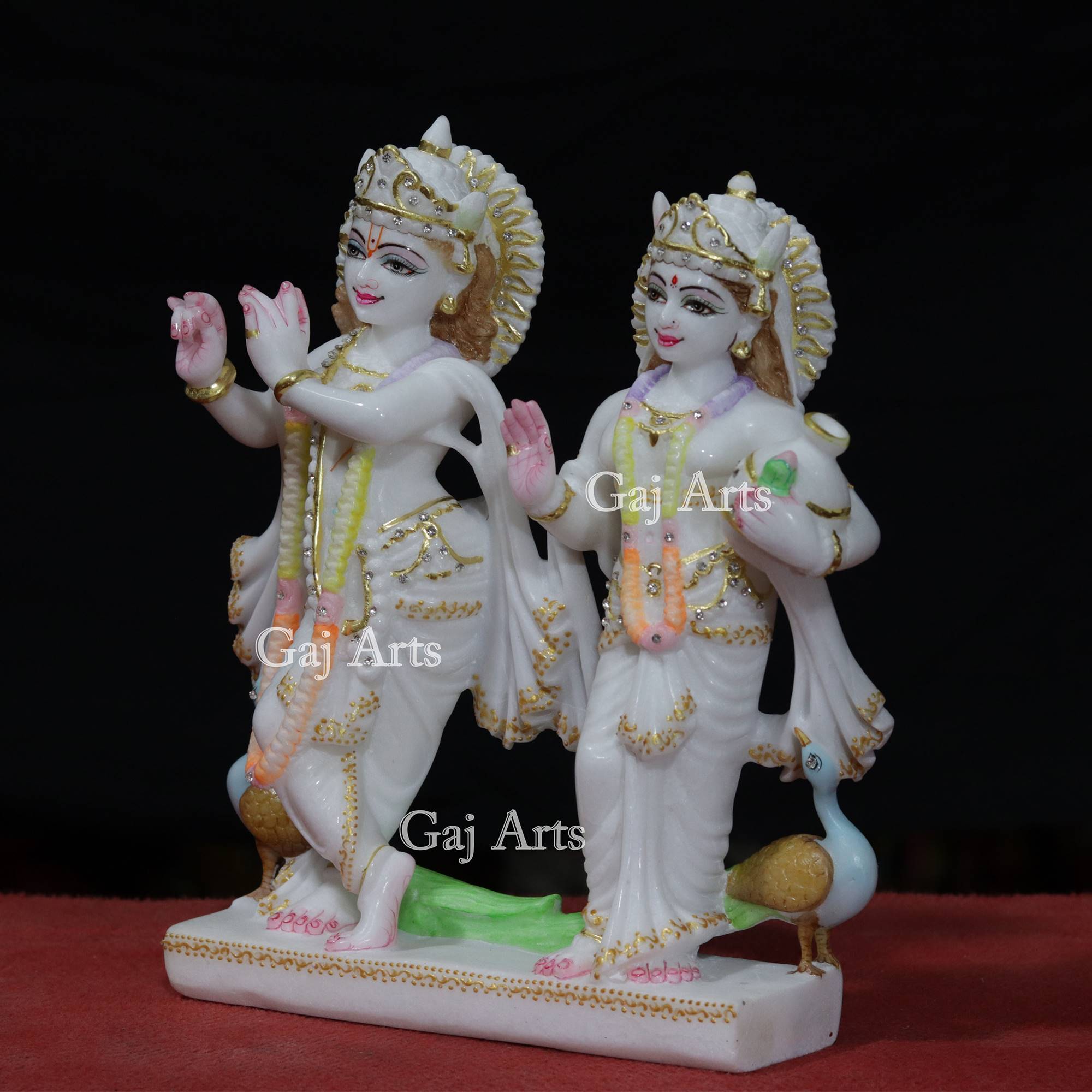 Super White Makrana Marble Radha Krishna Jugal Jodi Idol | 12 Inch