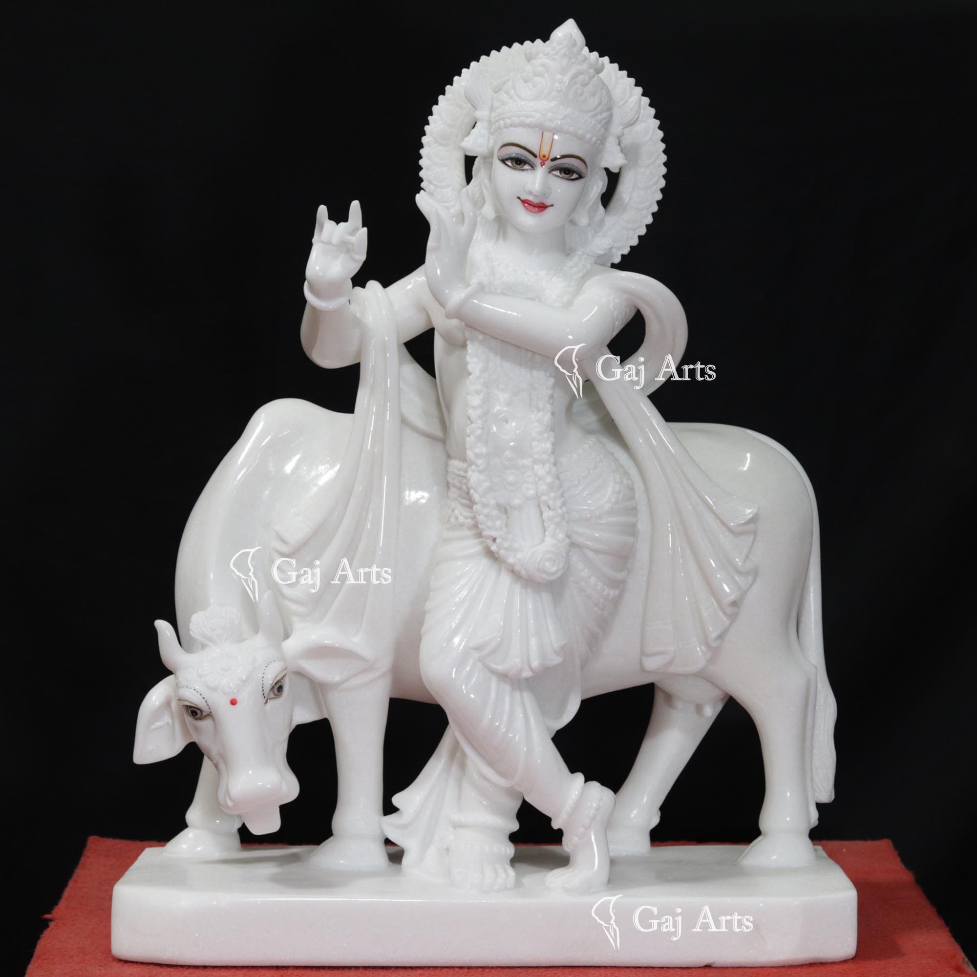 Super White Vietnam Marble Go Gopal Idol | 24 Inch