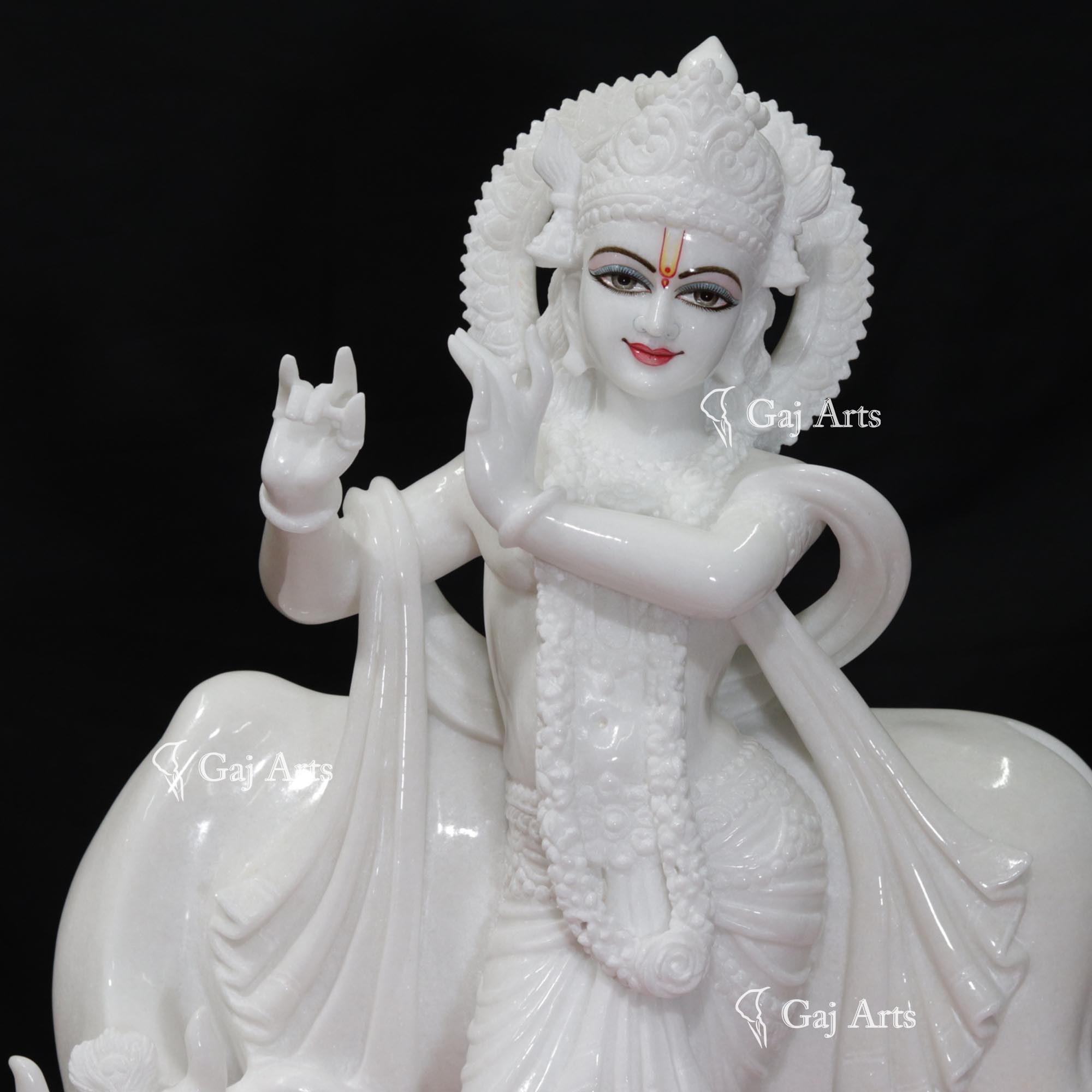 Super White Vietnam Marble Go Gopal Idol | 24 Inch