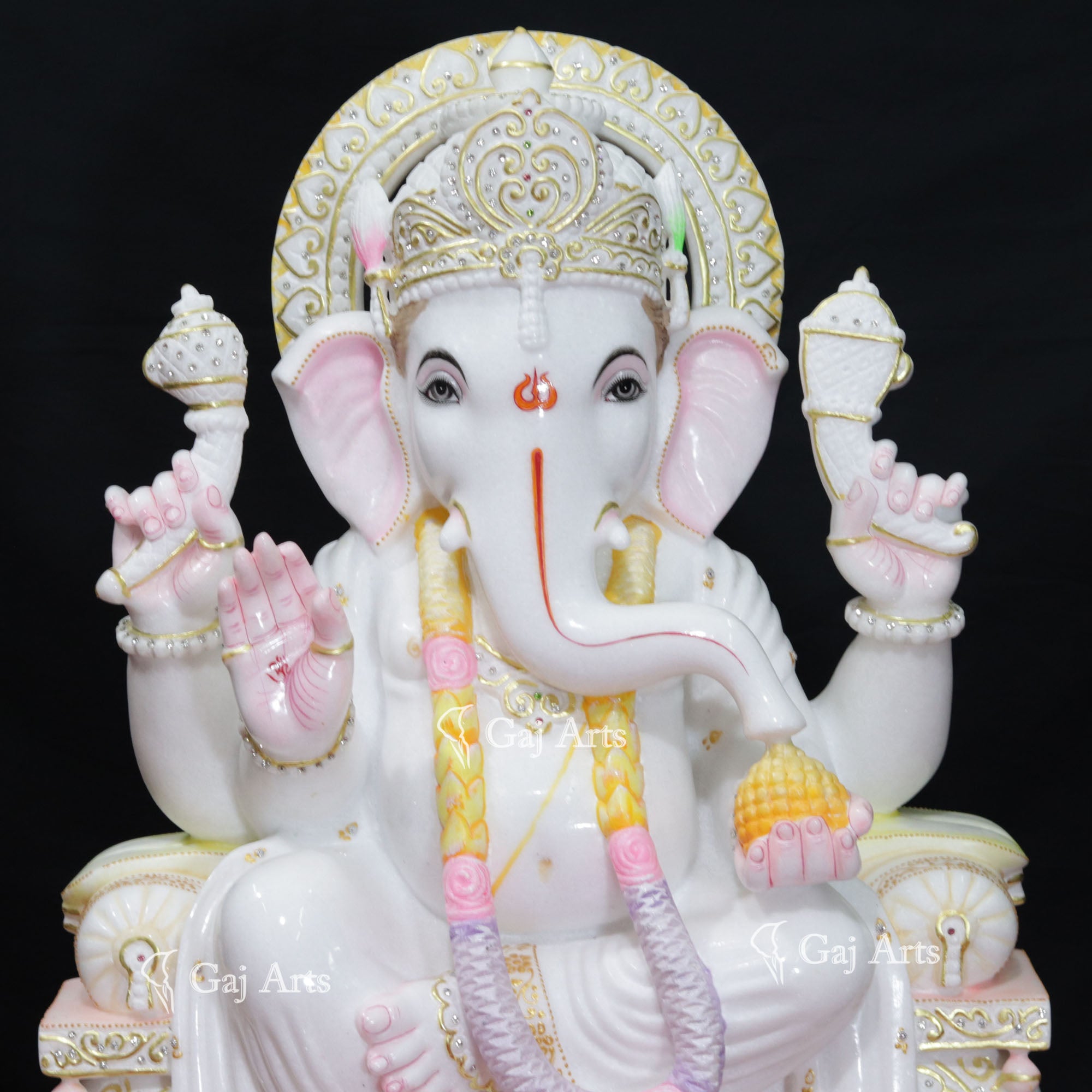 Super White Makrana Marble Ganesh Murti | 30 Inch