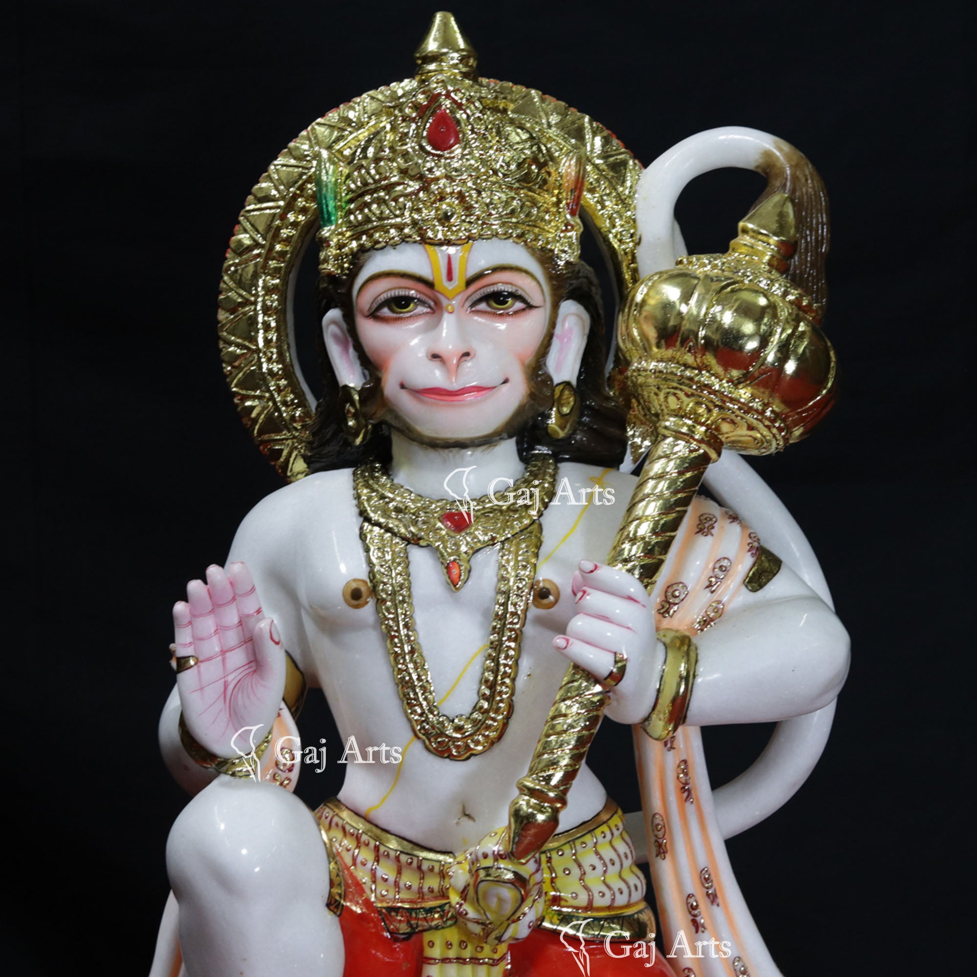 White Marble Ashirwad Hanuman Ji | 30 Inch