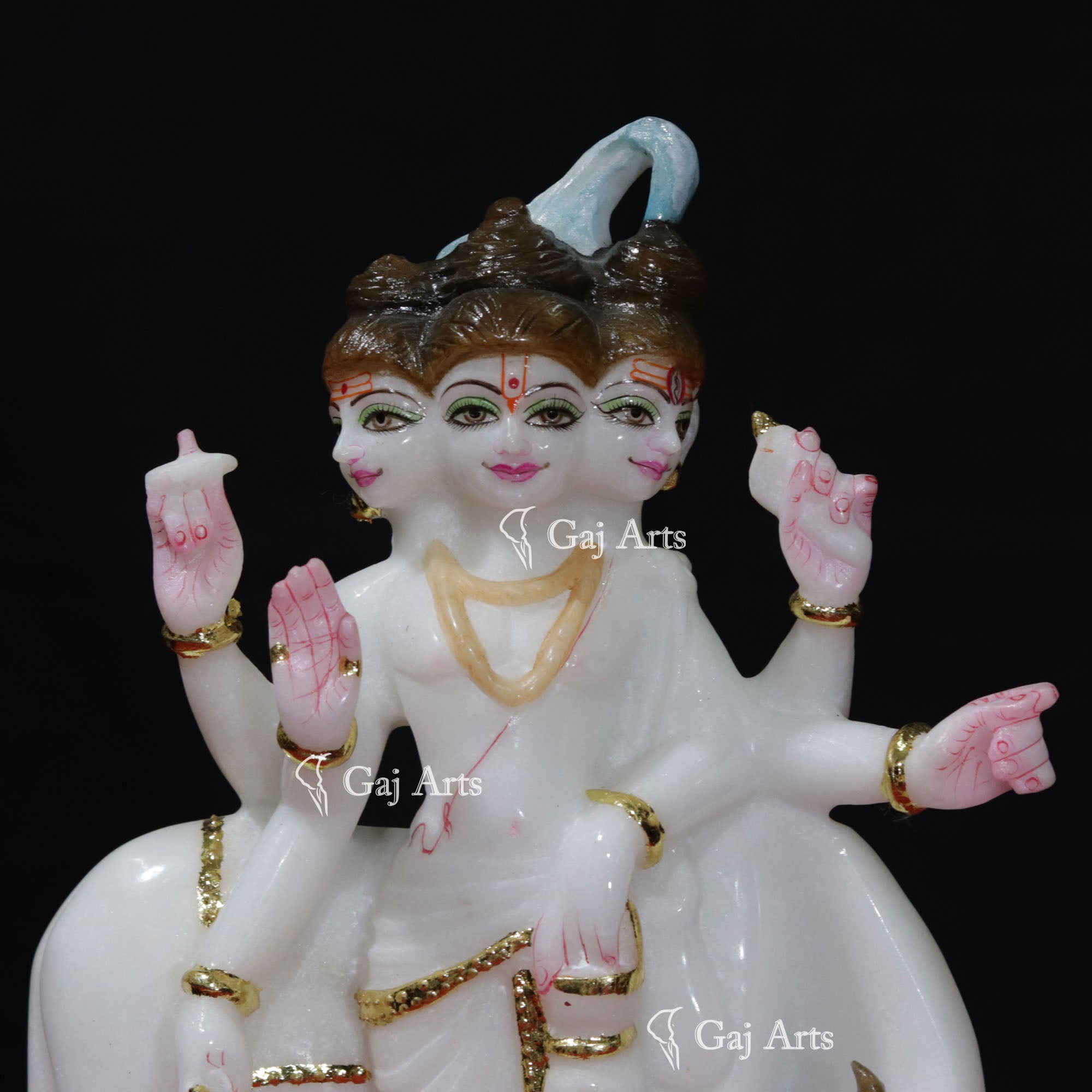 White Makrana Marble Dattatreya Idol | 12 Inch
