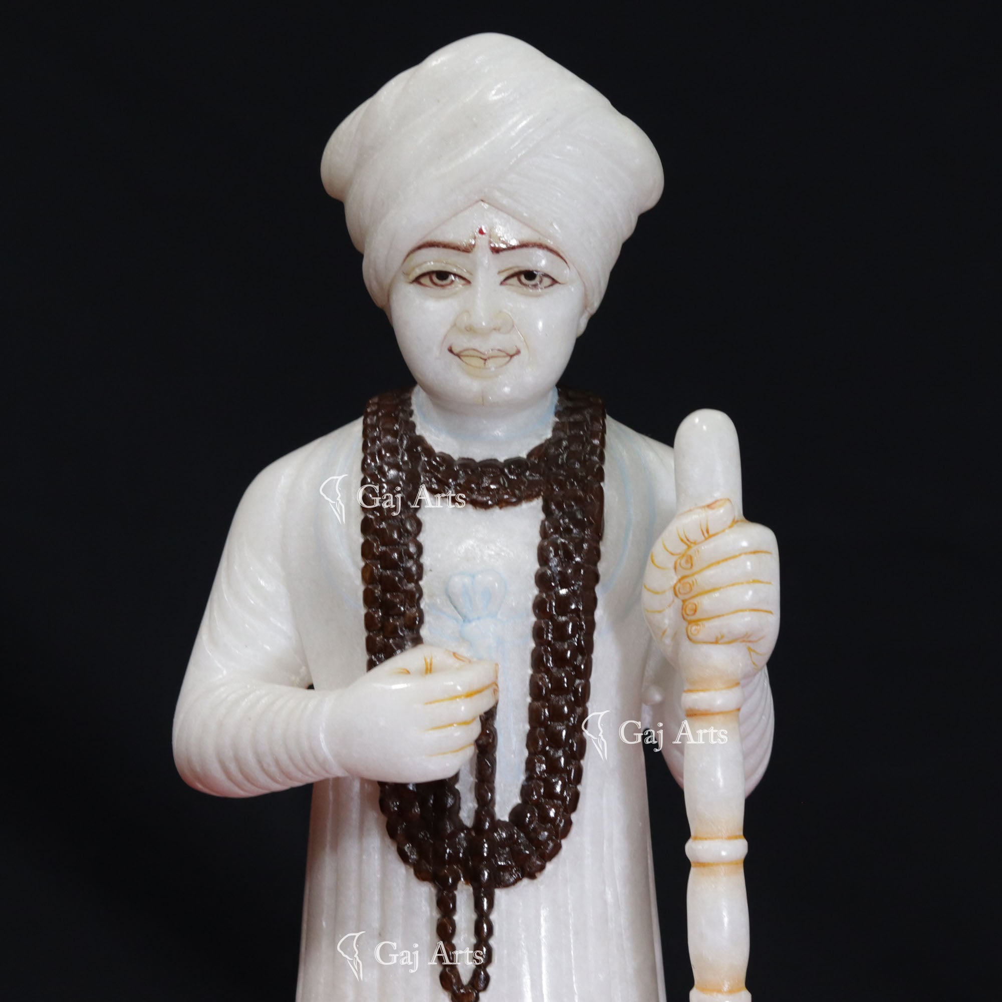 White Makrana Marble Jalaram Bapa Idol | 15 Inch