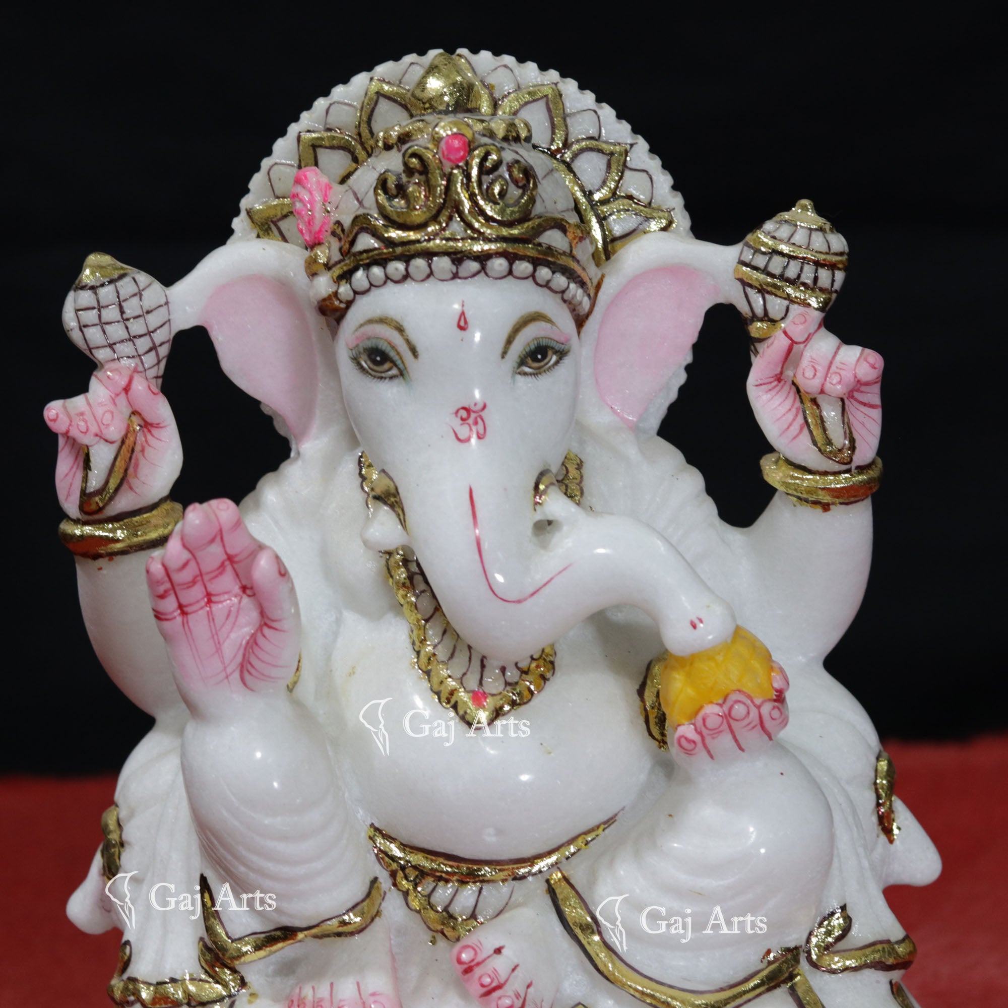 Super White Makrana Marble Ganesh Idol | 9 Inch