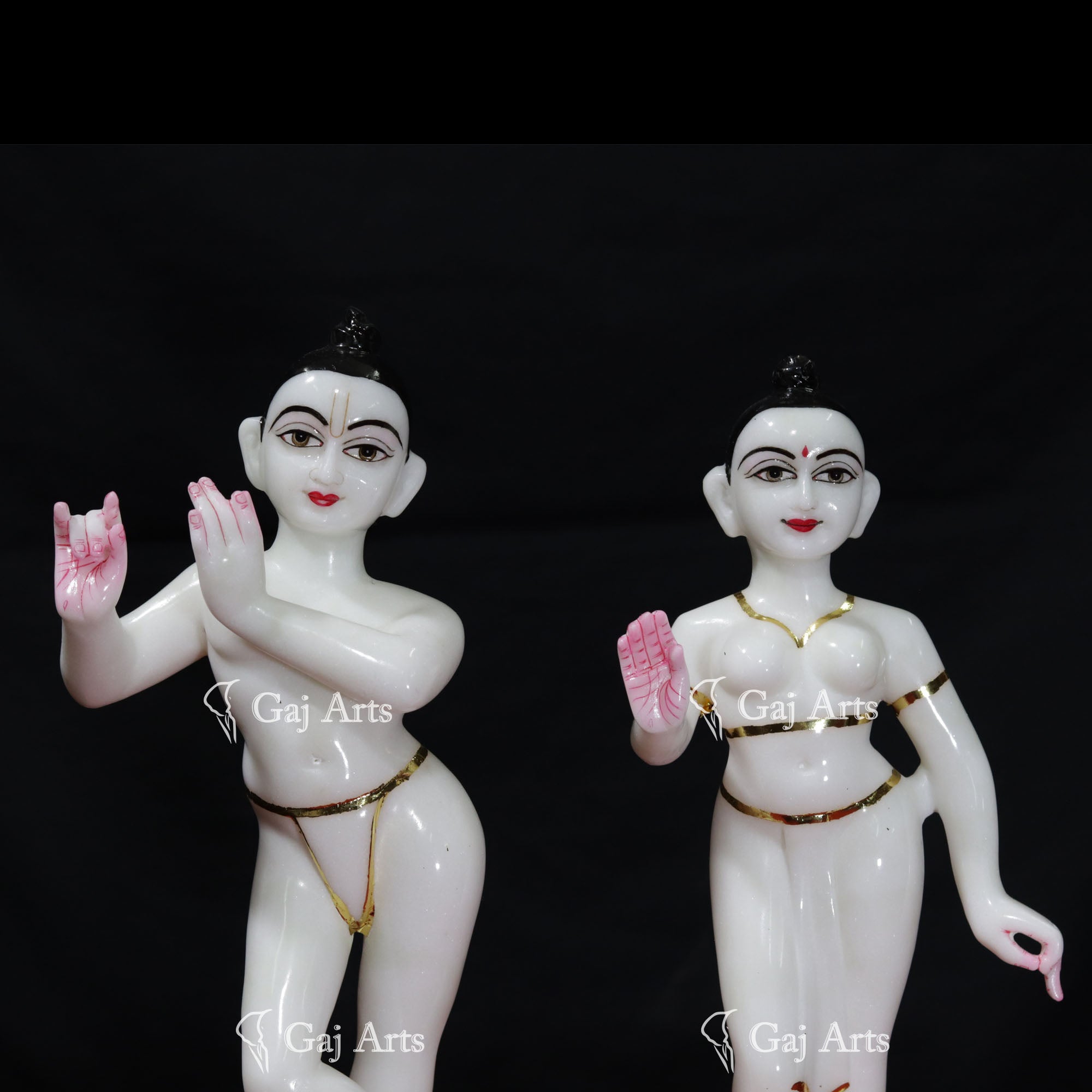 Super White Makrana Marble Iskon Radha Krishna Idol | 15 Inch