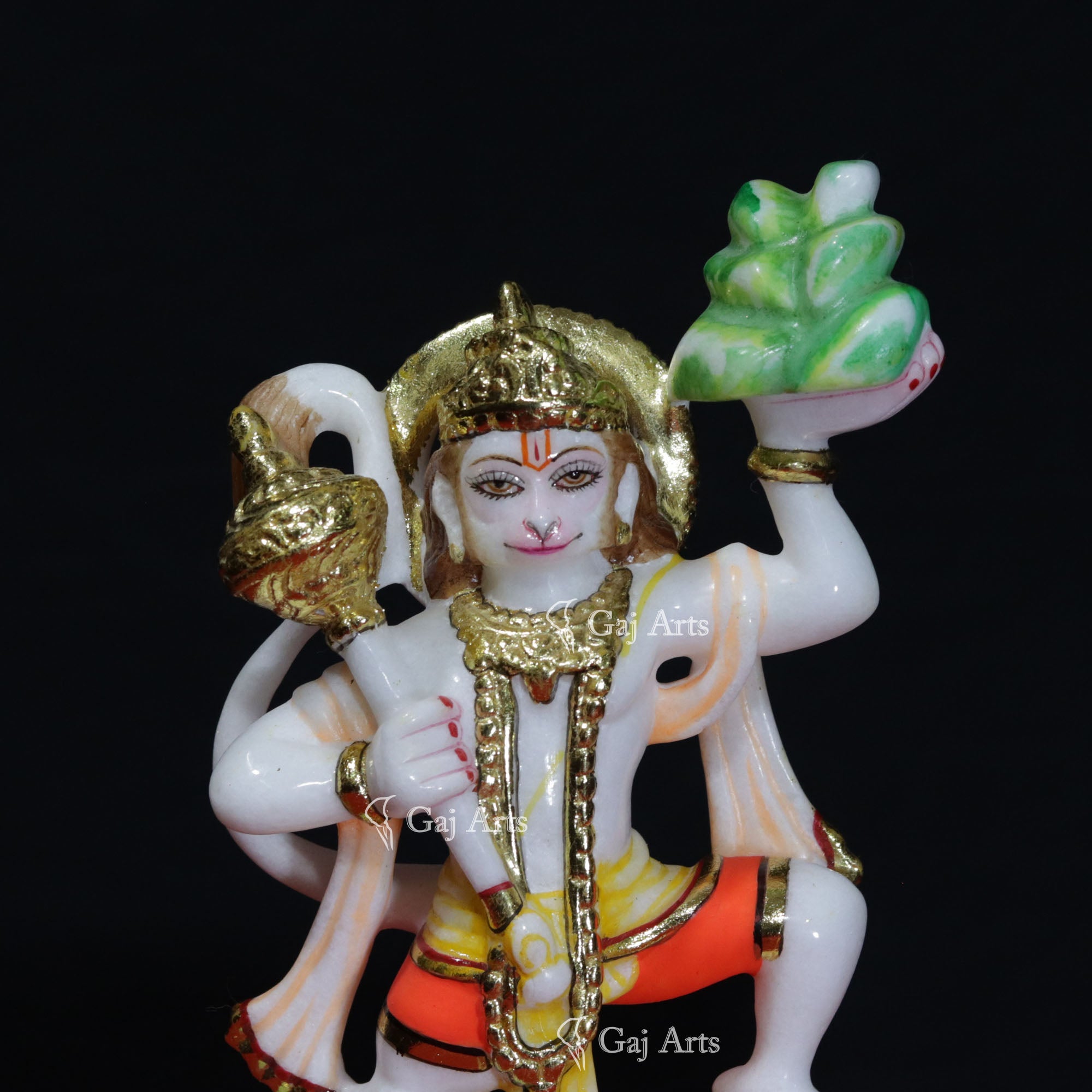 White Makrana Marble Veer Hanuman Ji Idol | 9 Inch