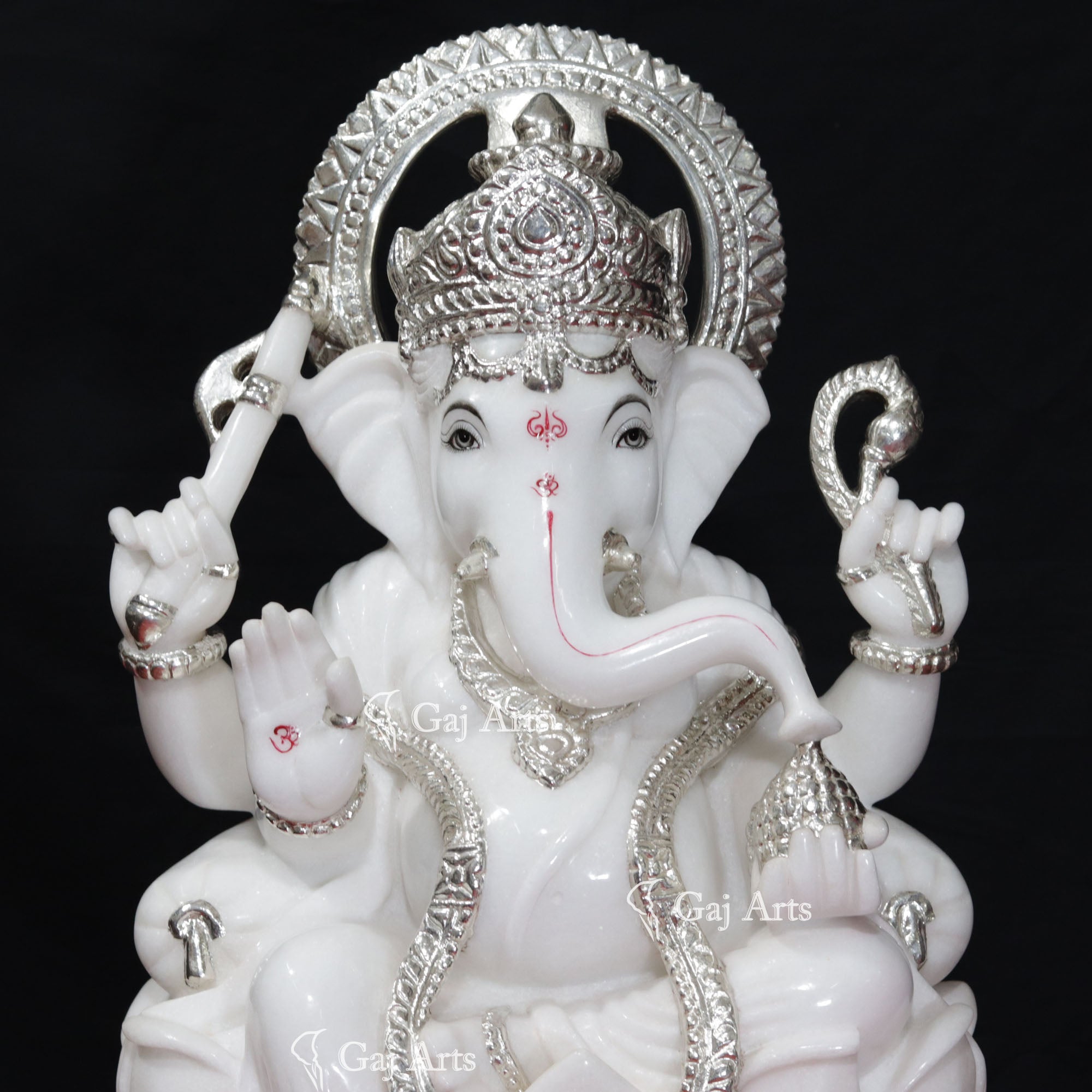 Super White Vietnam Marble Ganesh Statue | 21 Inch