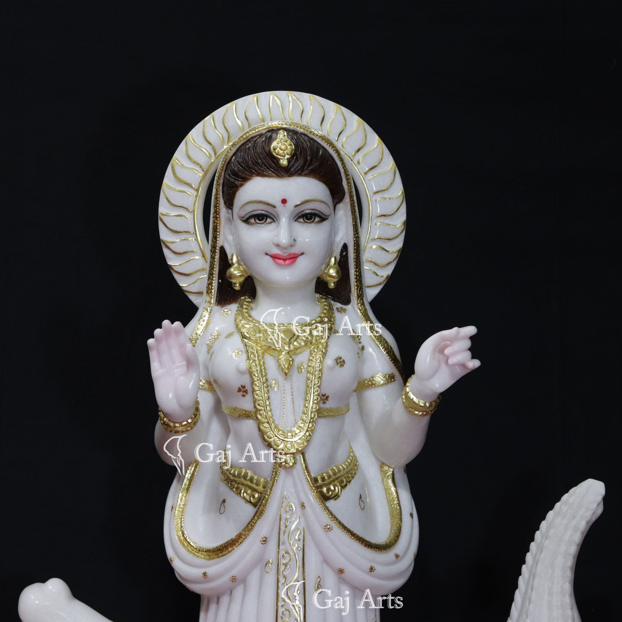 White Vietnam Marble Khodiyar Maa Idol | 39 Inch