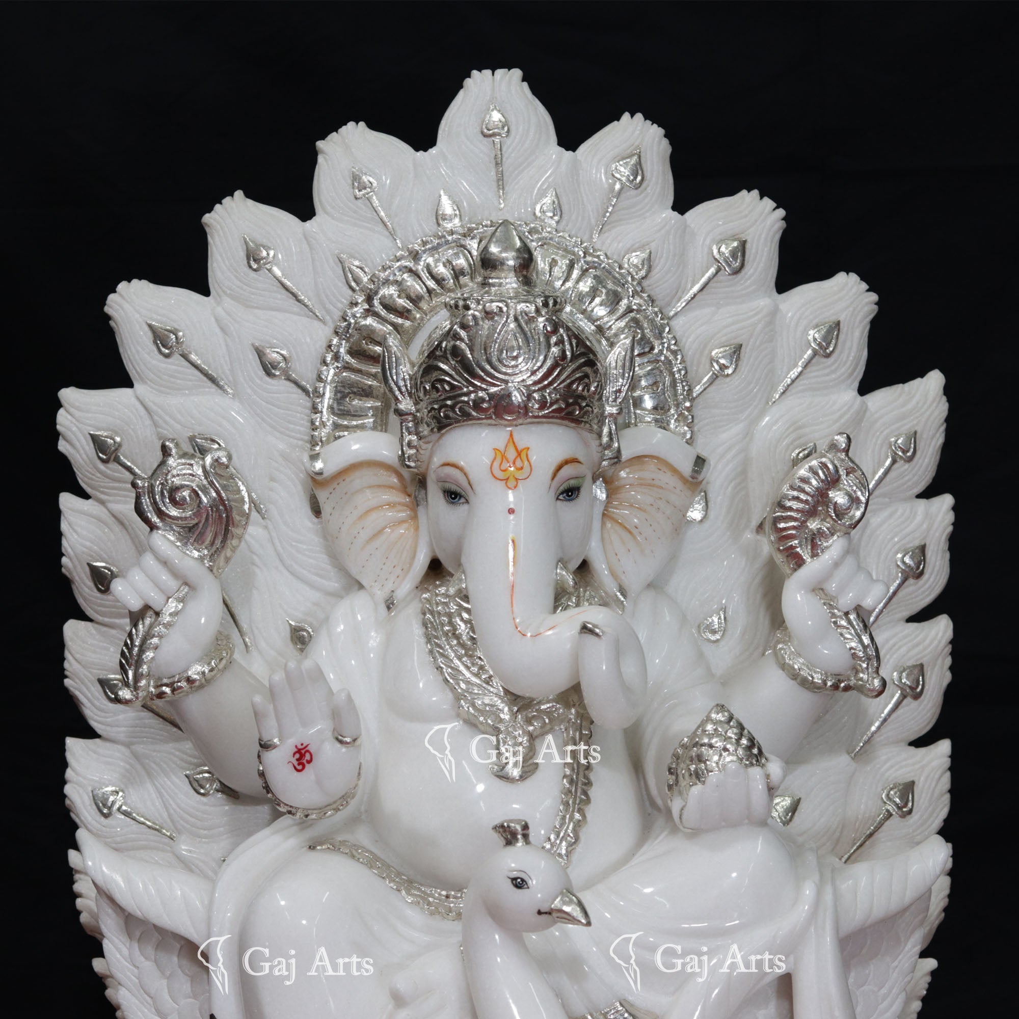 Super White Vietnam Marble Ganesh Idol | 24 Inch