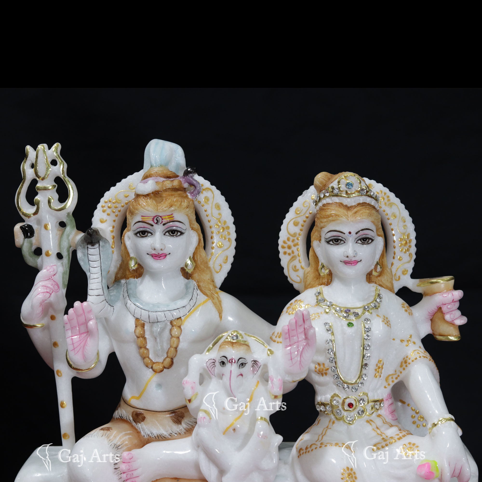 Super White Marble Shiv Parivar Idol | 13 Inch