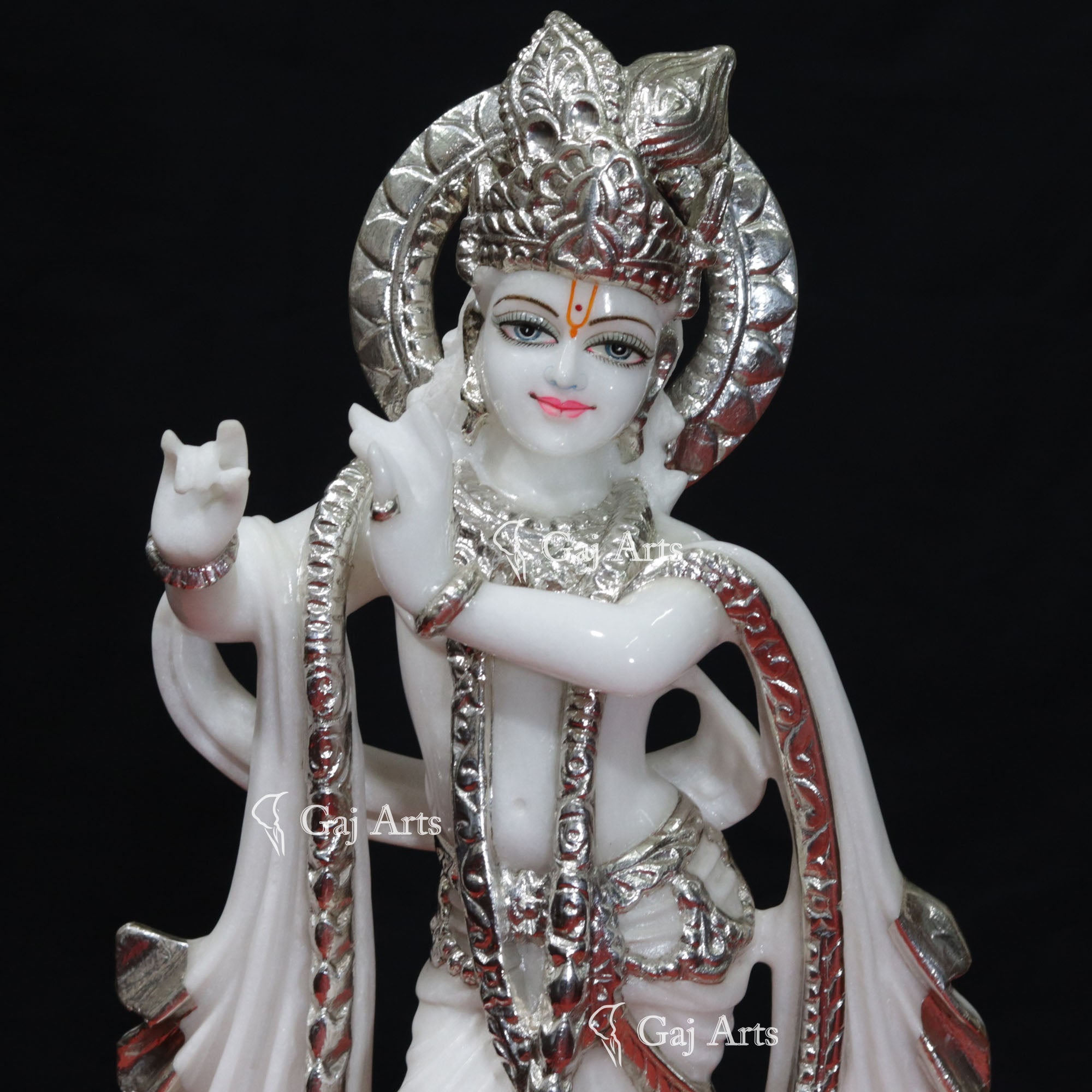 Super White Vietnam Marble Krishna Murti | 18 Inch