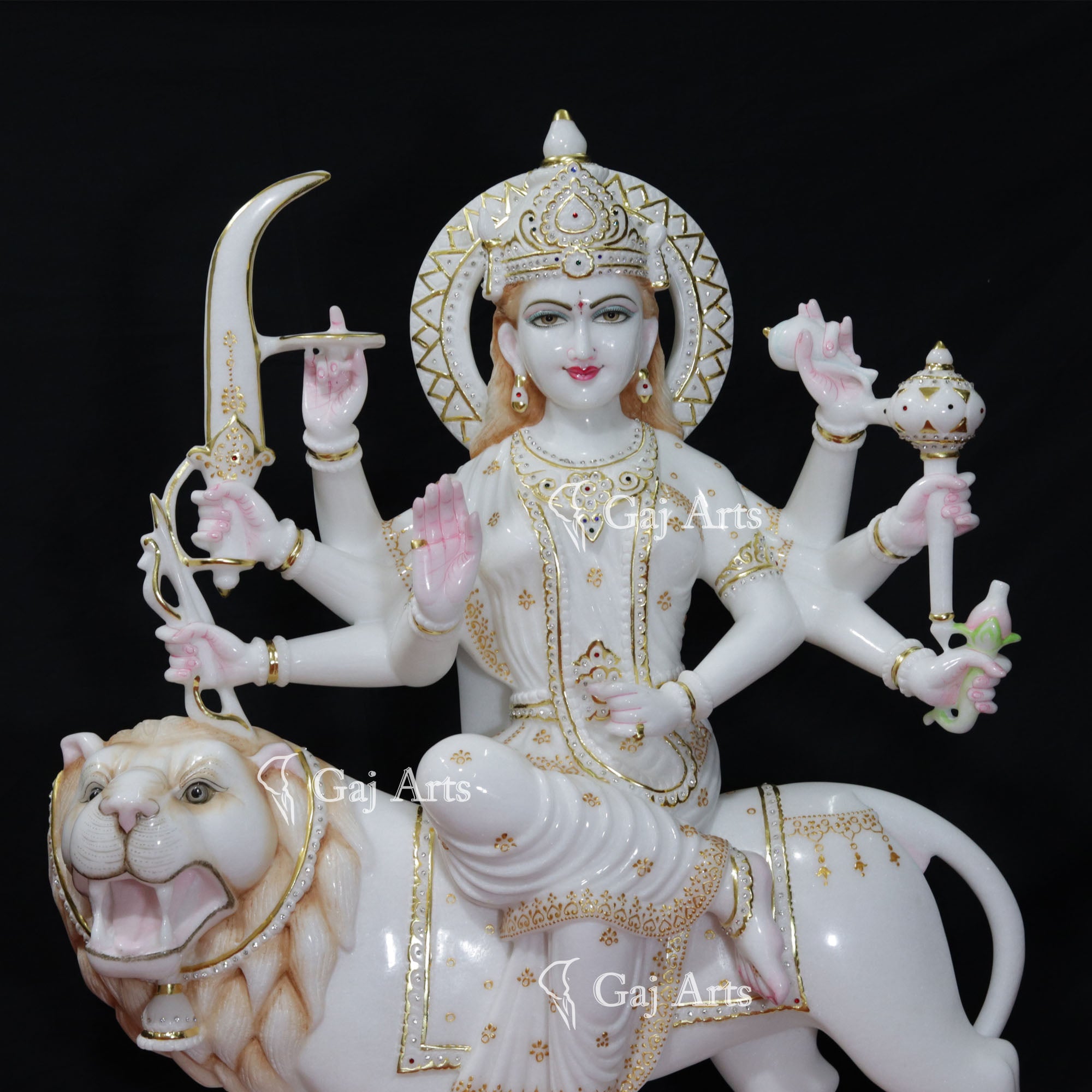 Marble Durga Mata Idol | 39 Inch