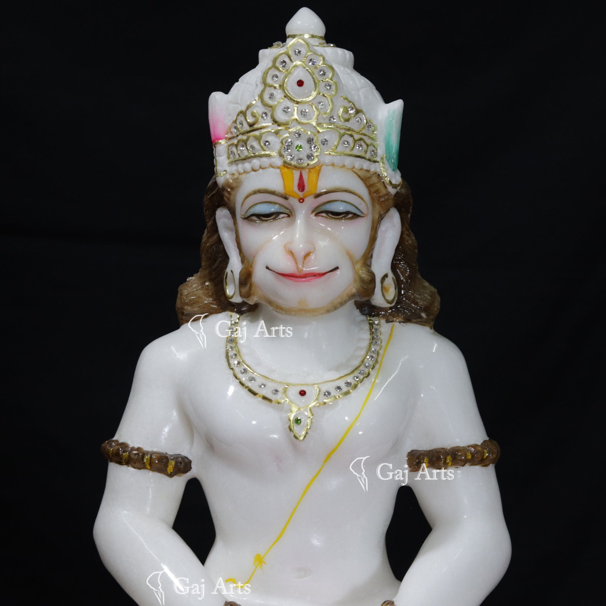 White Marble Dhyan Hanuman Ji Idol | 21 Inch