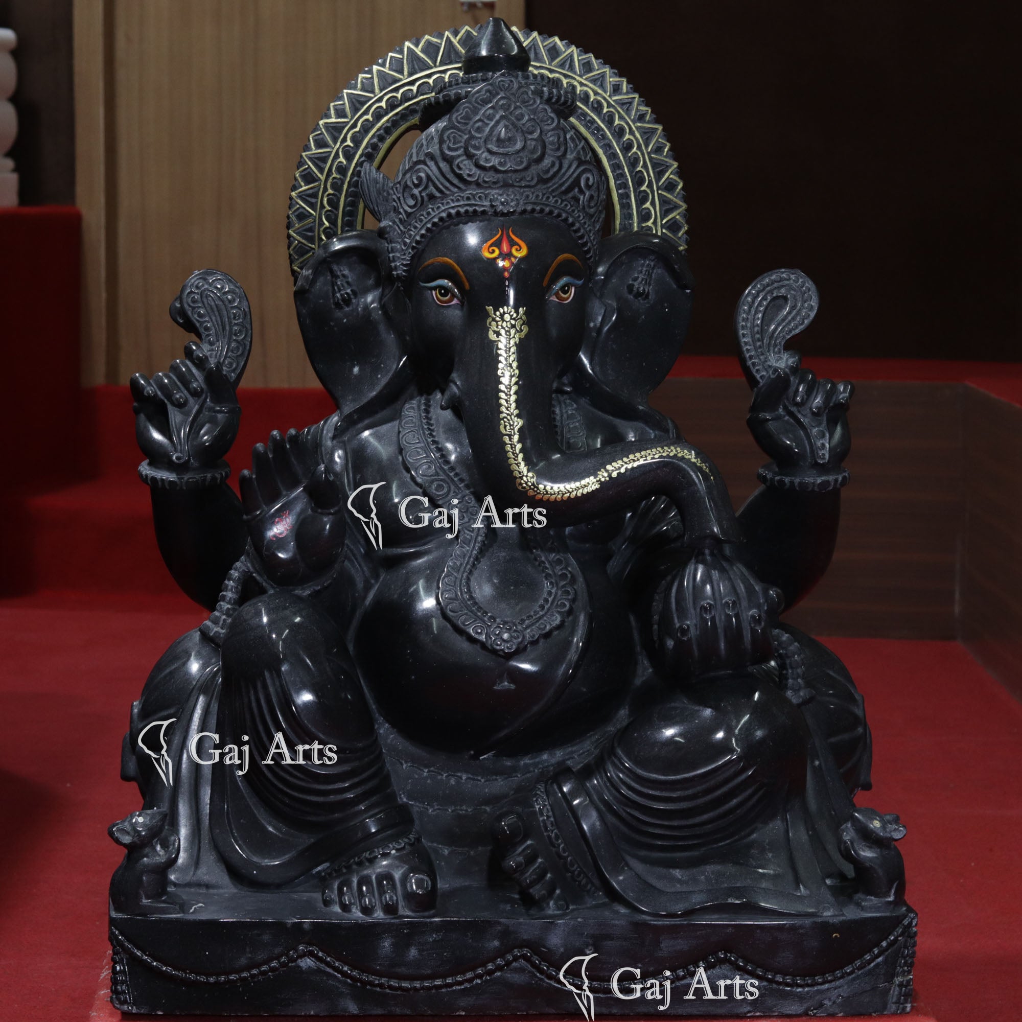 Rajasthan Black Marble Ganesh Statue | 36 Inch