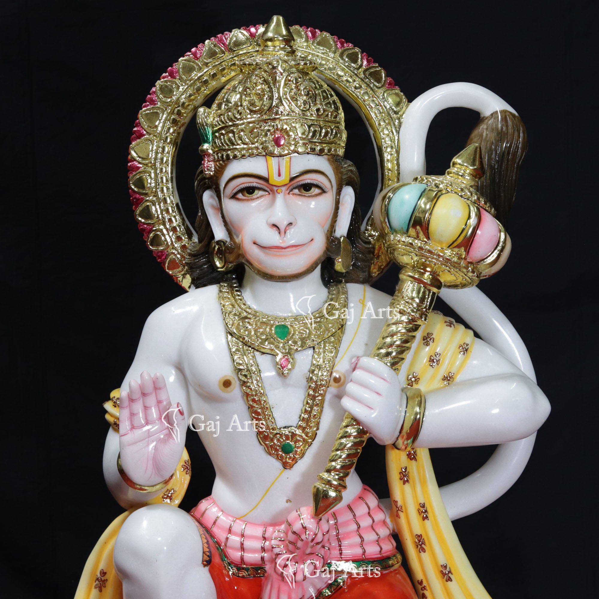 White Marble Ashirwad Hanuman Ji | 36 Inch