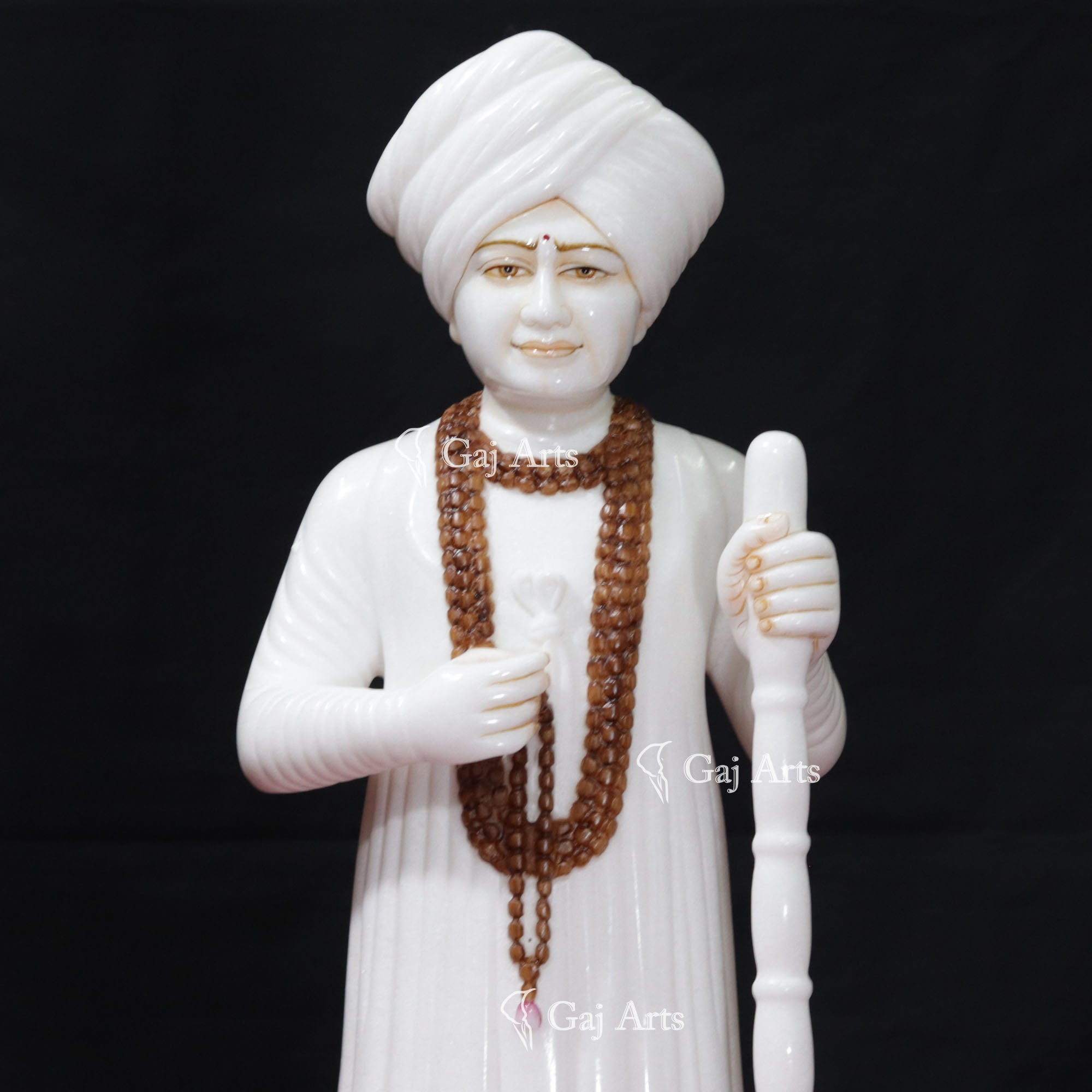 White Vietnam Marble Jalaram Bapa Idol | 24 Inch