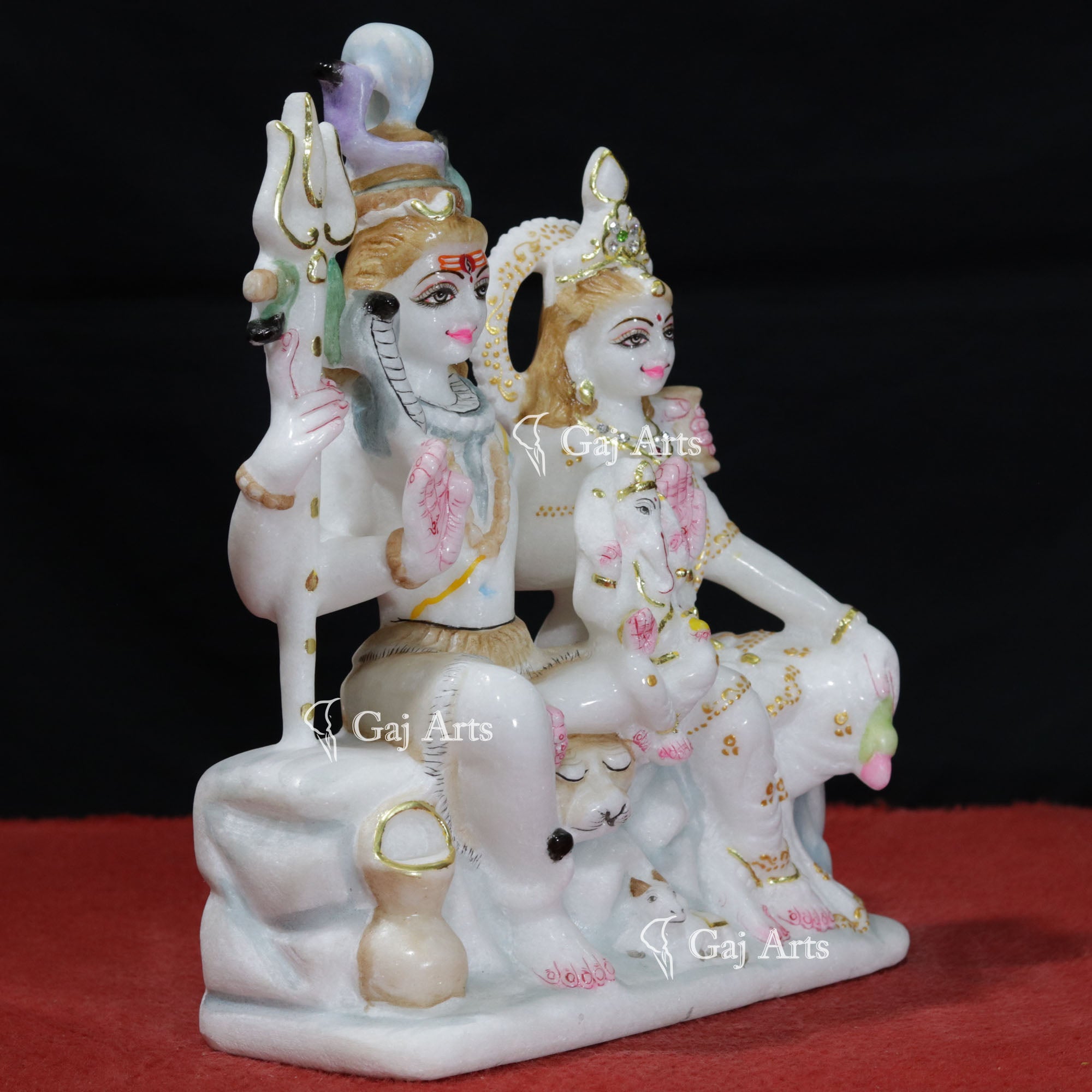White  Marble Shiv Parivar Statue | 12 Inch