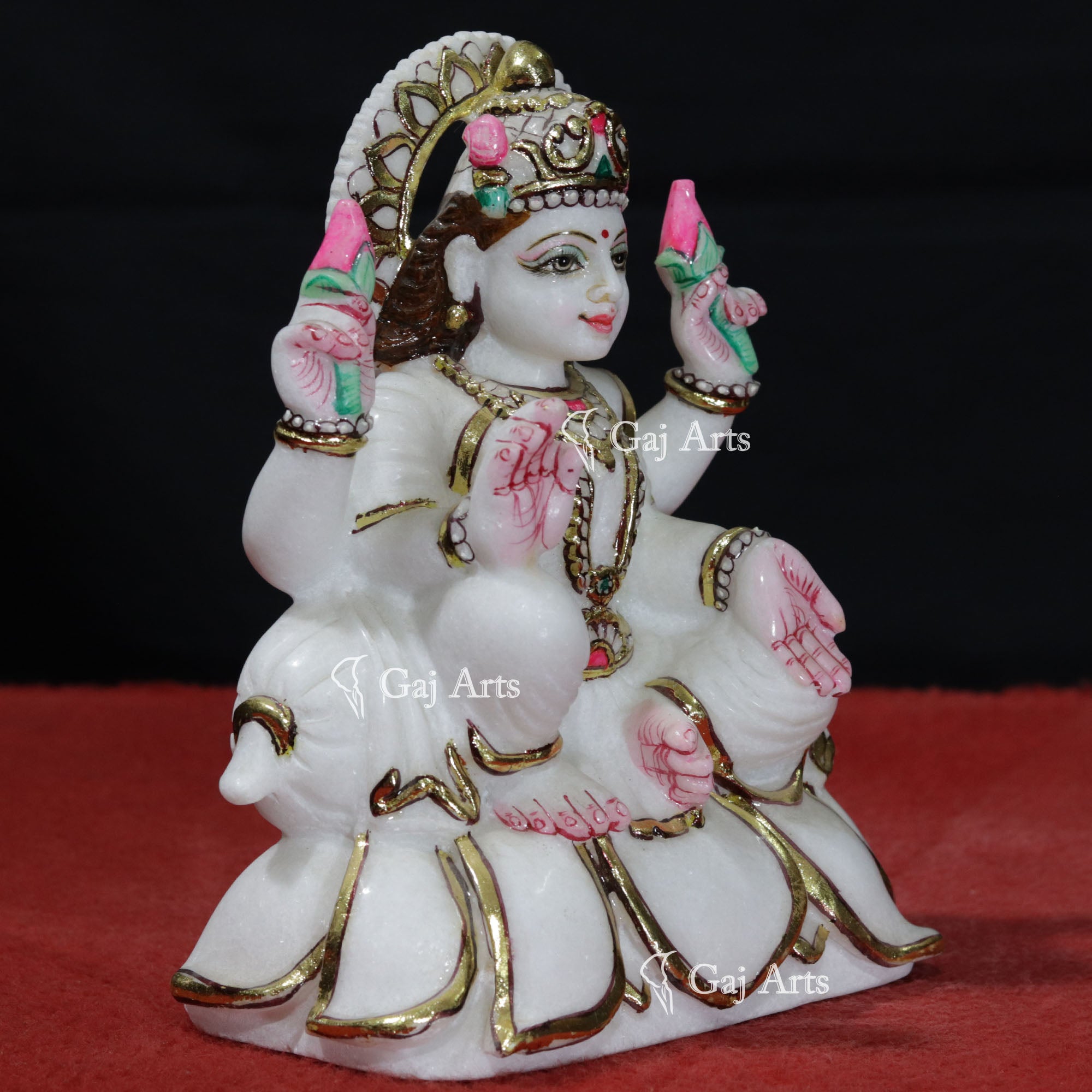 White Marble Lakshmi Mata Murti | 9 Inch