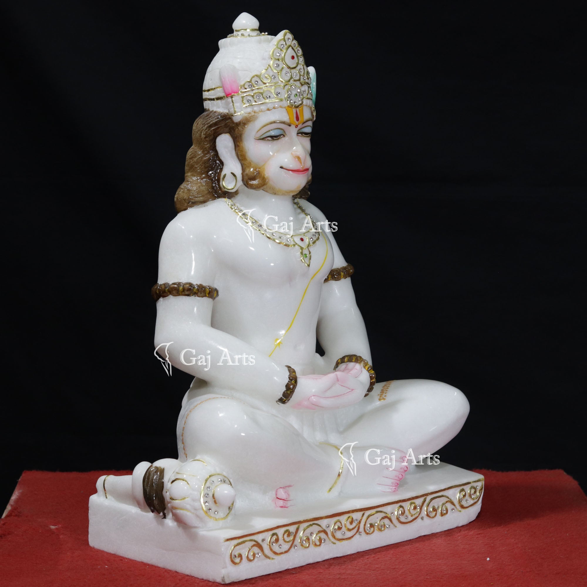 White Marble Dhyan Hanuman Ji Idol | 21 Inch