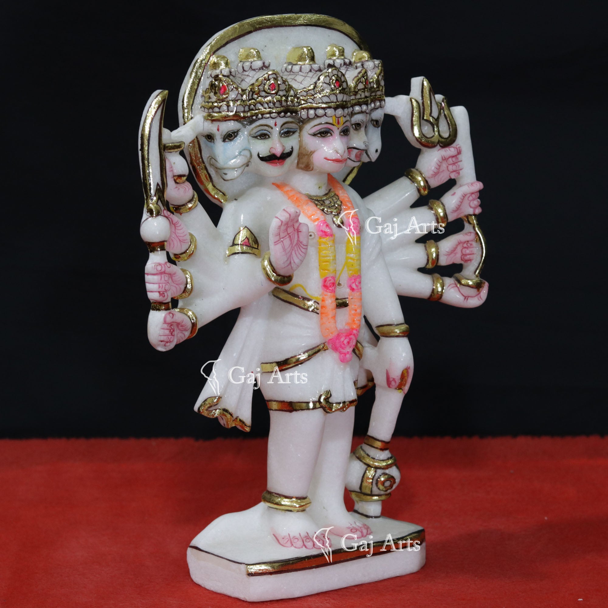 White Makrana Marble Panchmukhi Hanuman Ji Idol | 12 Inch