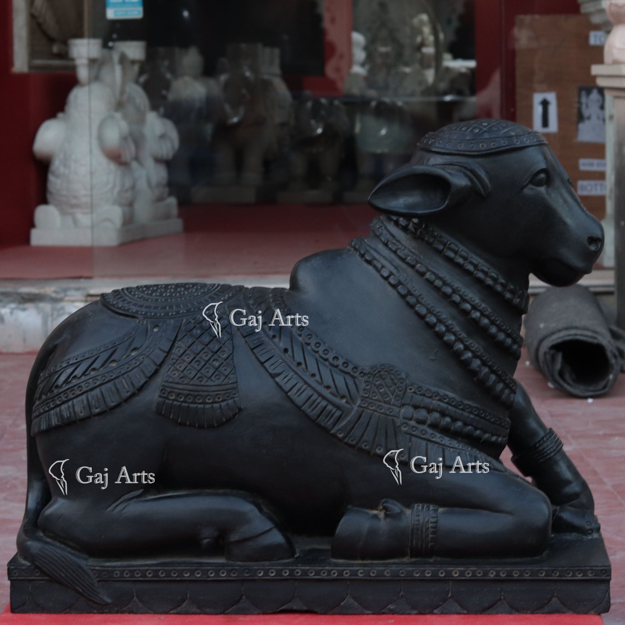 Black Marble Nandi Idol | 30 Inch