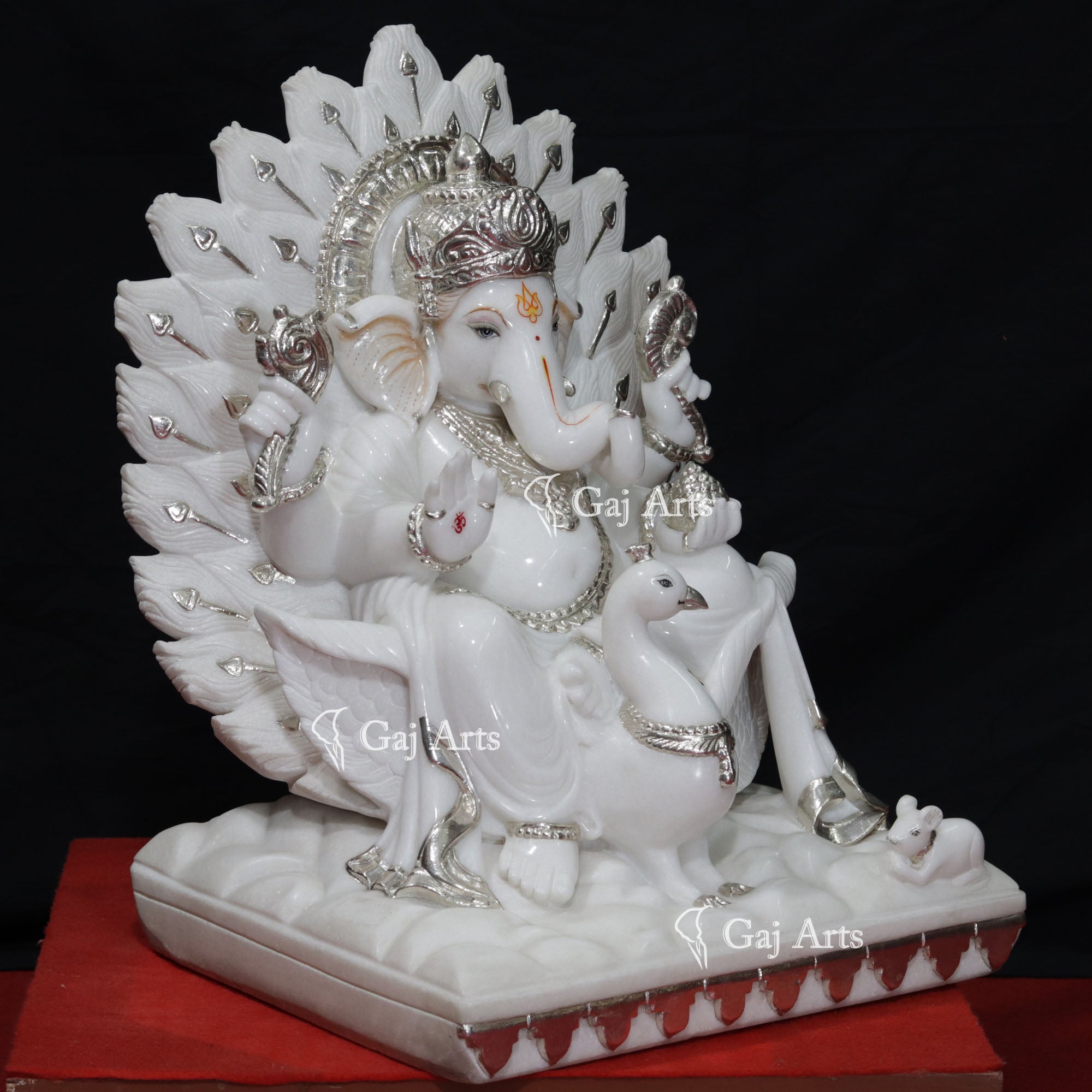 Super White Vietnam Marble Ganesh Idol | 24 Inch
