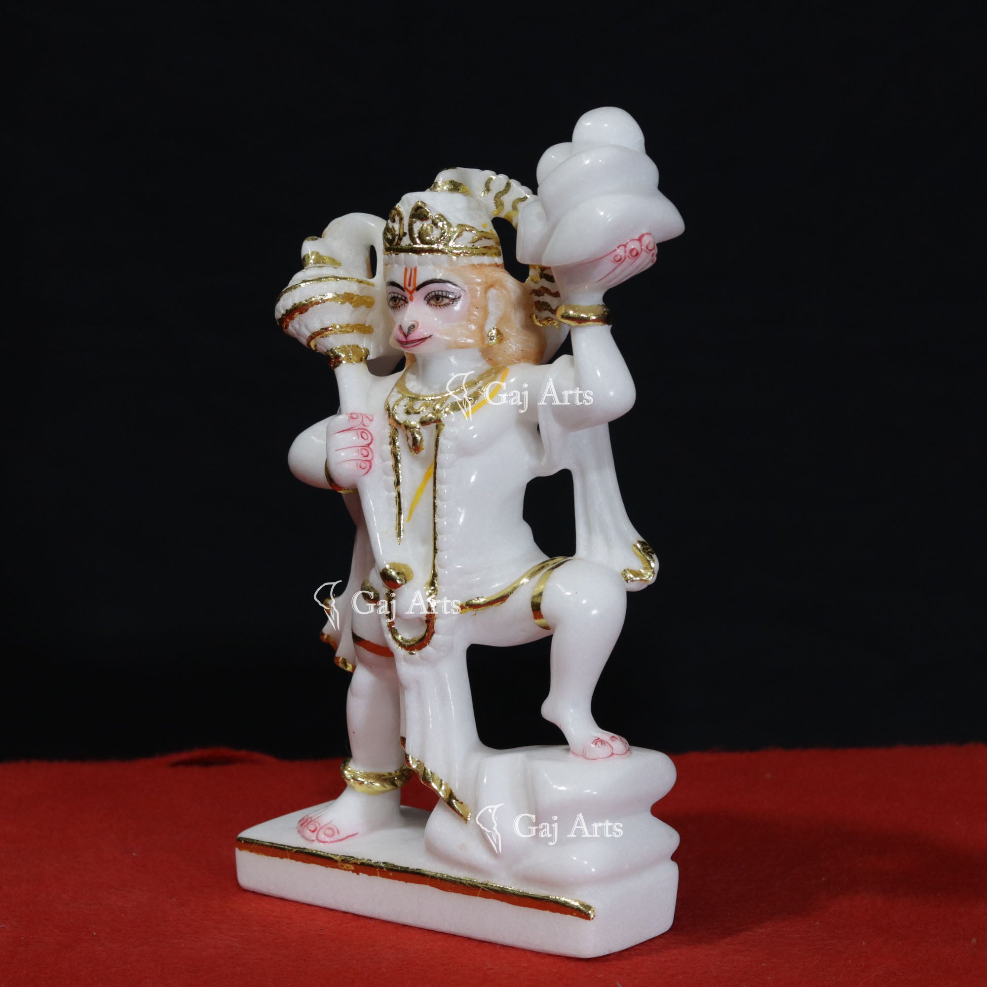 Super White Makrana Marble Veer Hanuman Ji Idol | 10 Inch