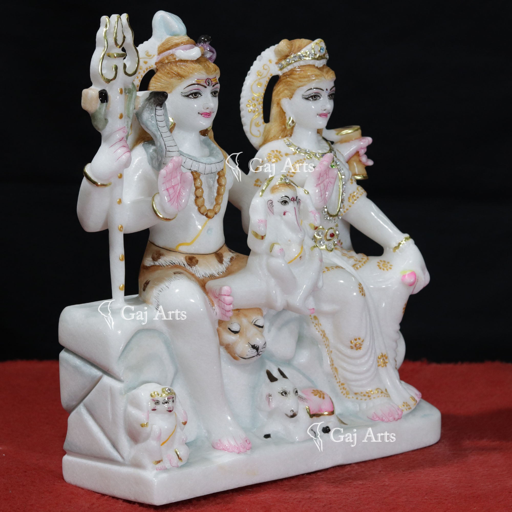 Super White Marble Shiv Parivar Idol | 13 Inch