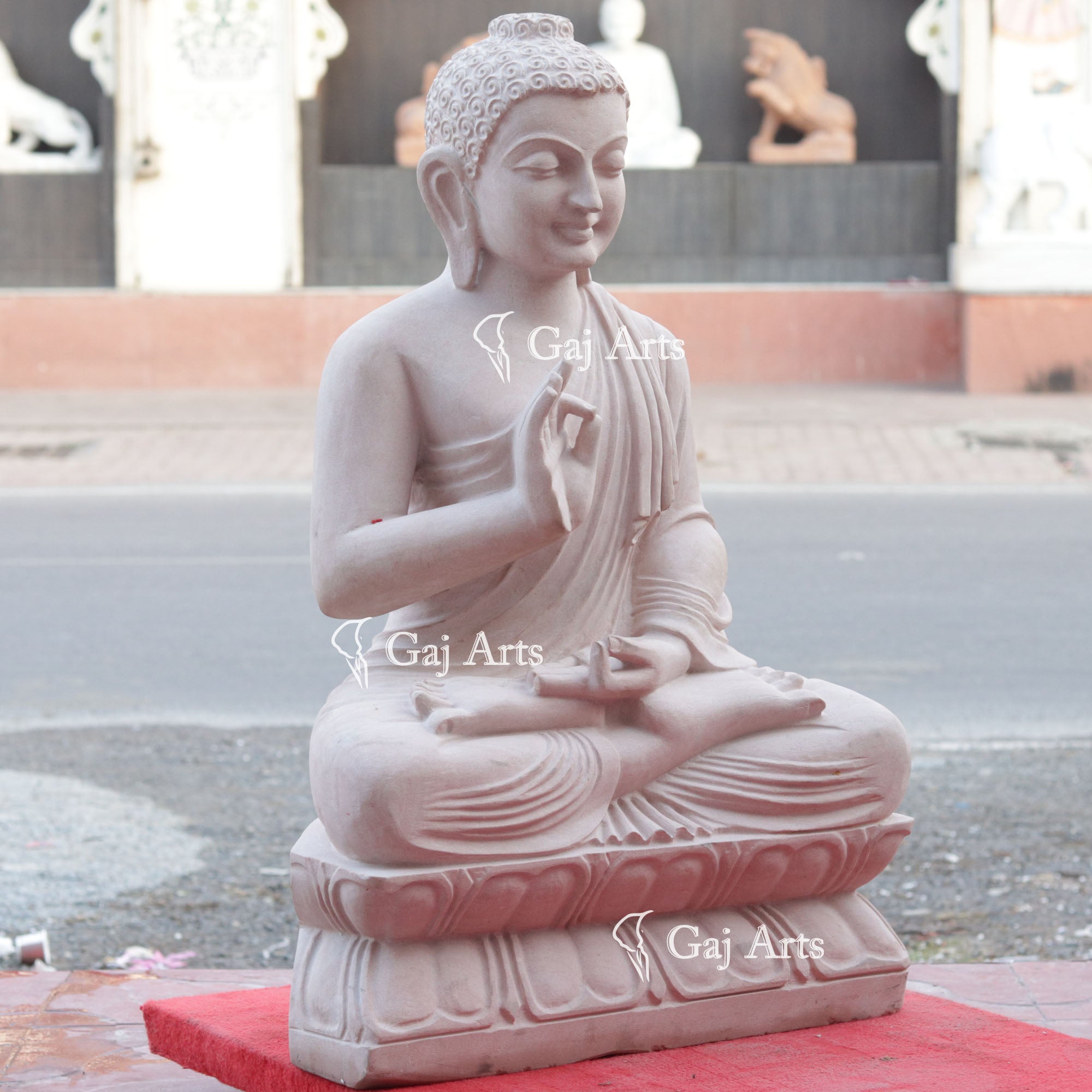 Sandstone Sitting Buddha Statue | 30 Inch
