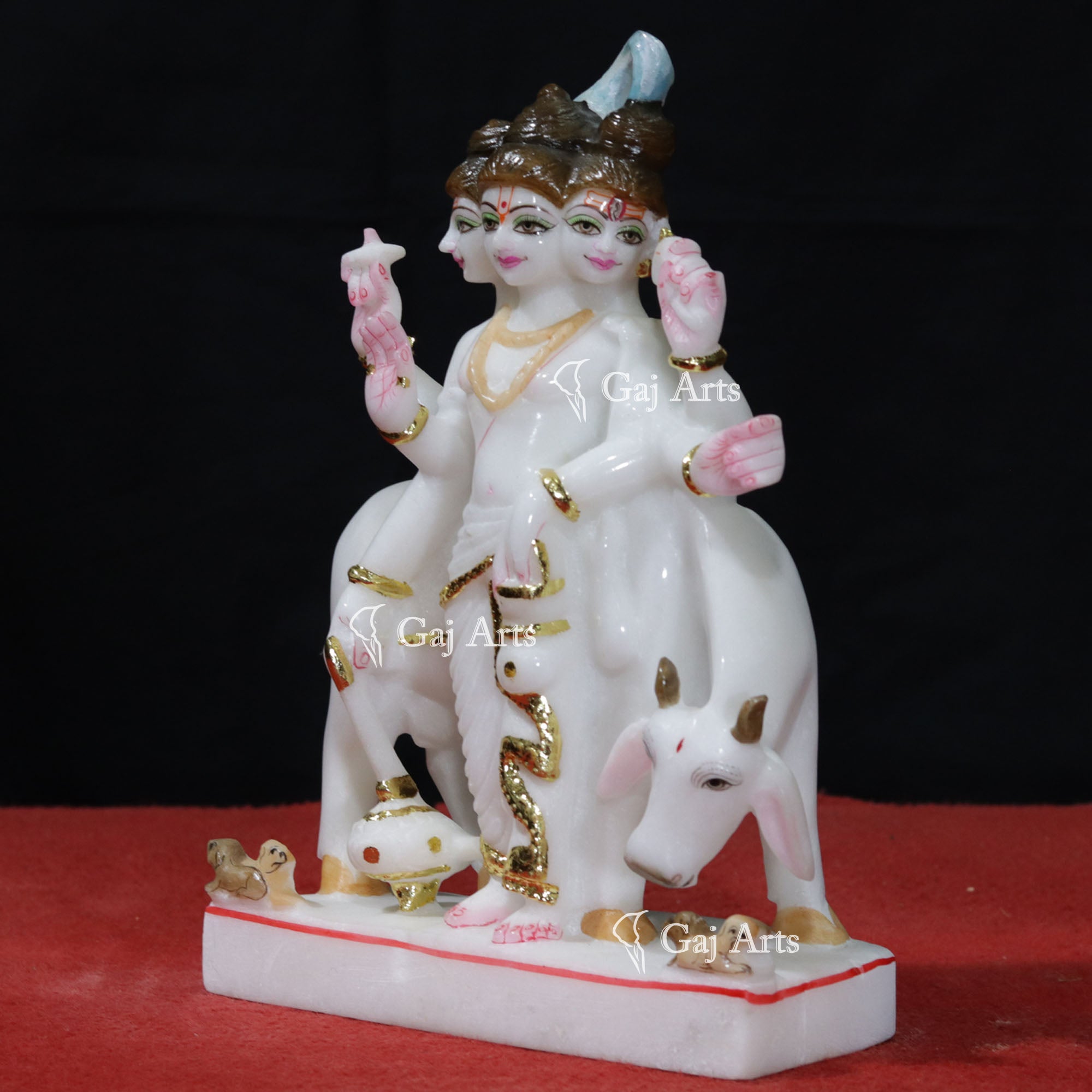 White Makrana Marble Dattatreya Idol | 12 Inch