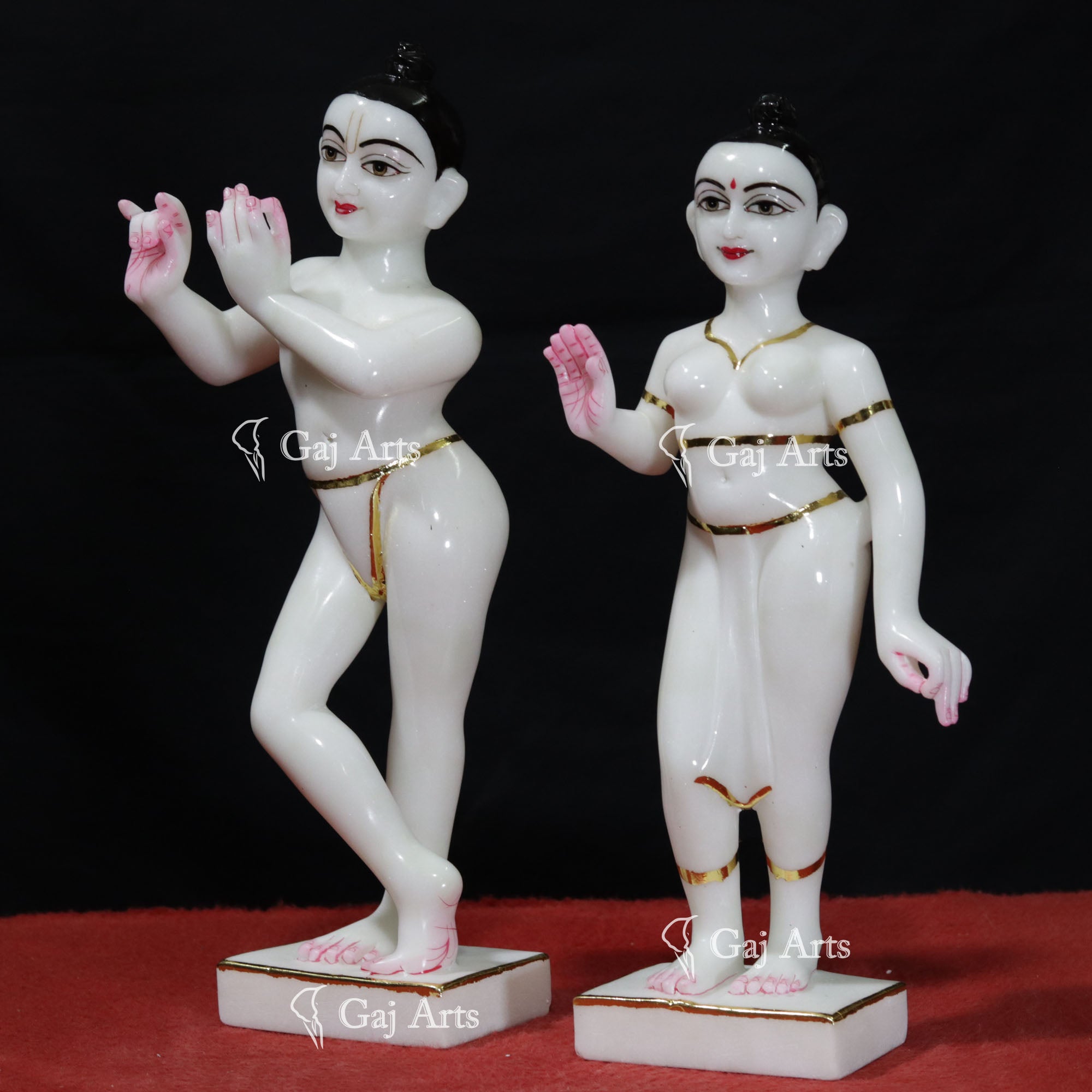 Super White Makrana Marble Iskon Radha Krishna Idol | 15 Inch