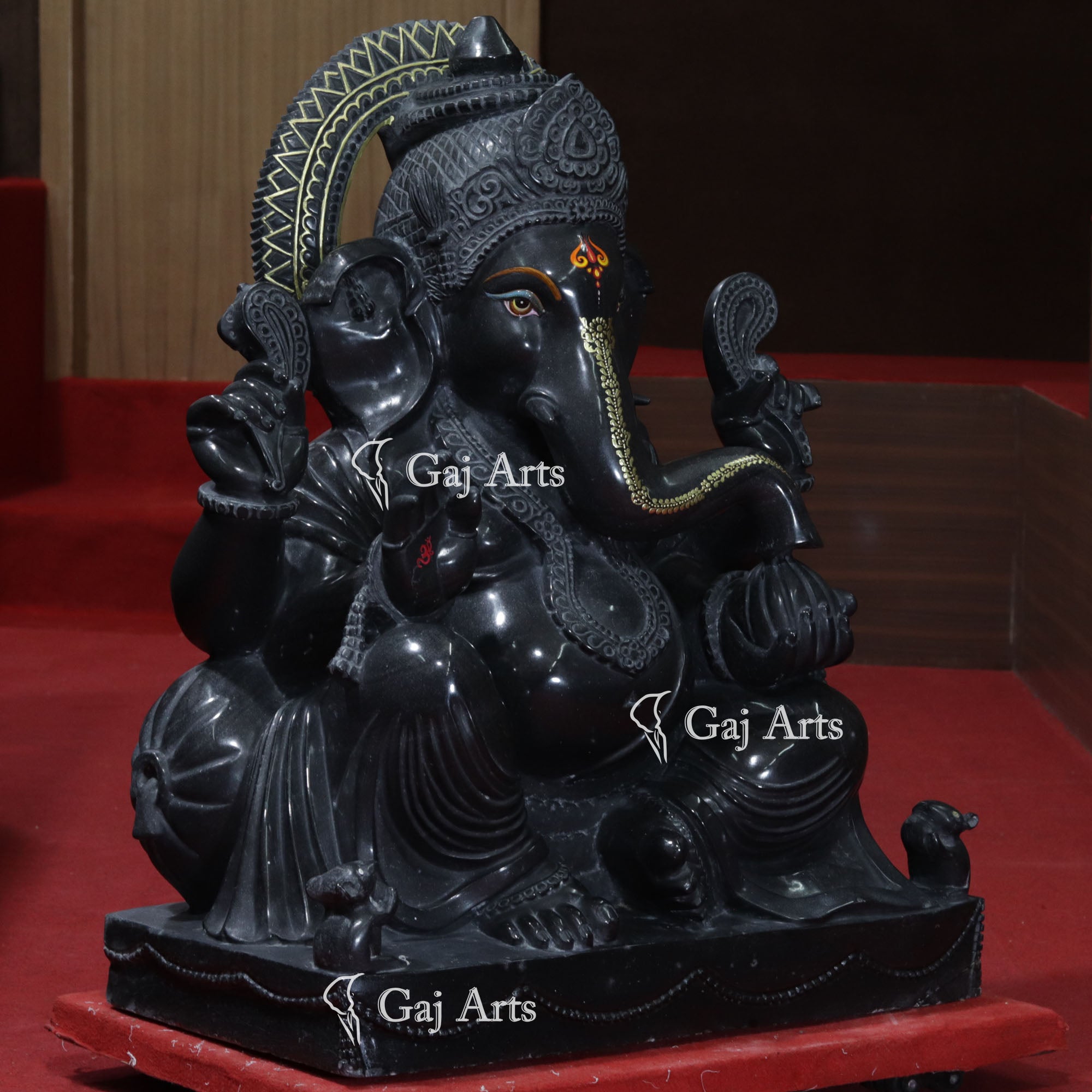 Rajasthan Black Marble Ganesh Statue | 36 Inch