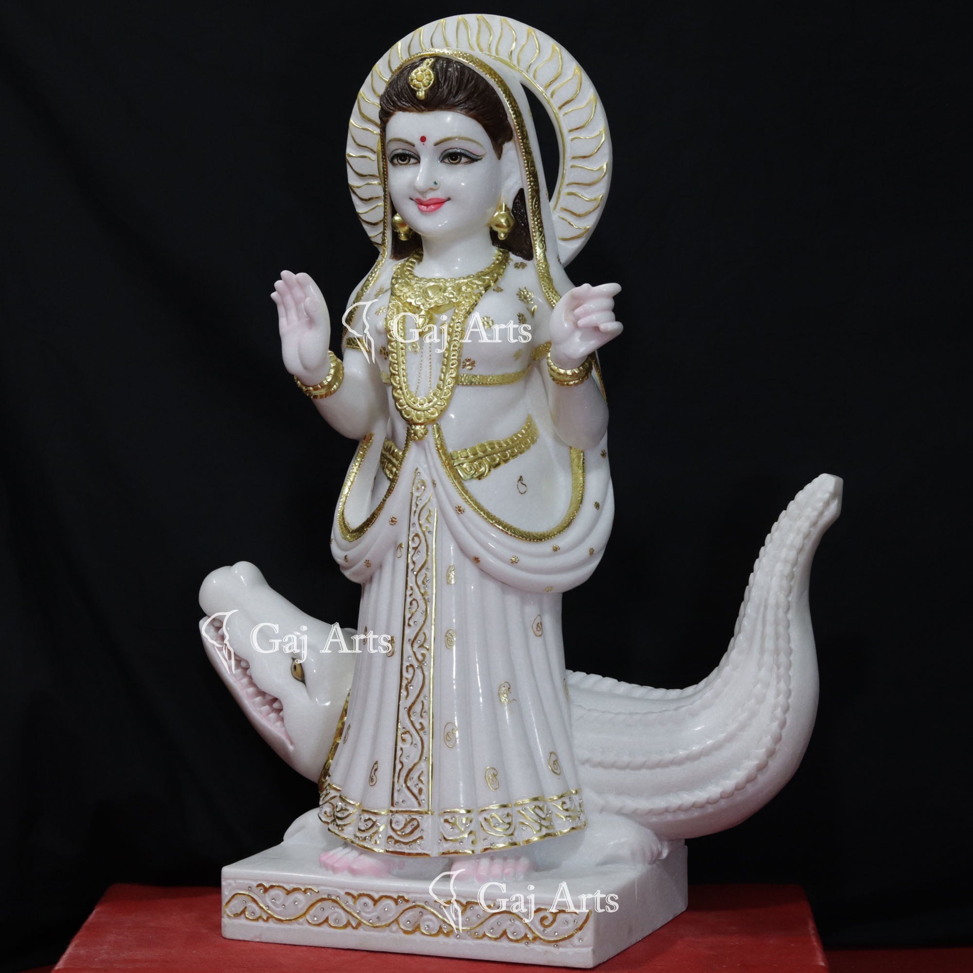 White Vietnam Marble Khodiyar Maa Idol | 39 Inch
