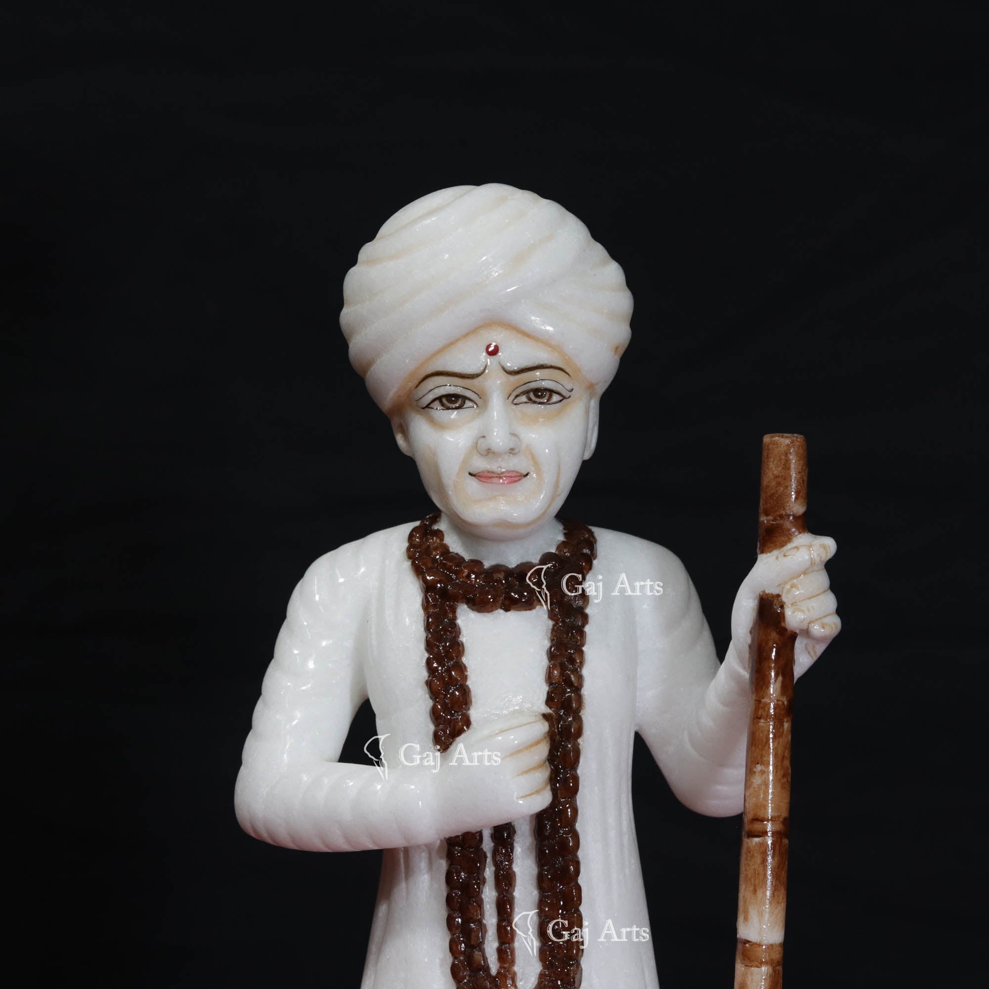 White Vietnam Marble Jalaram Bapa Idol | 12 Inch