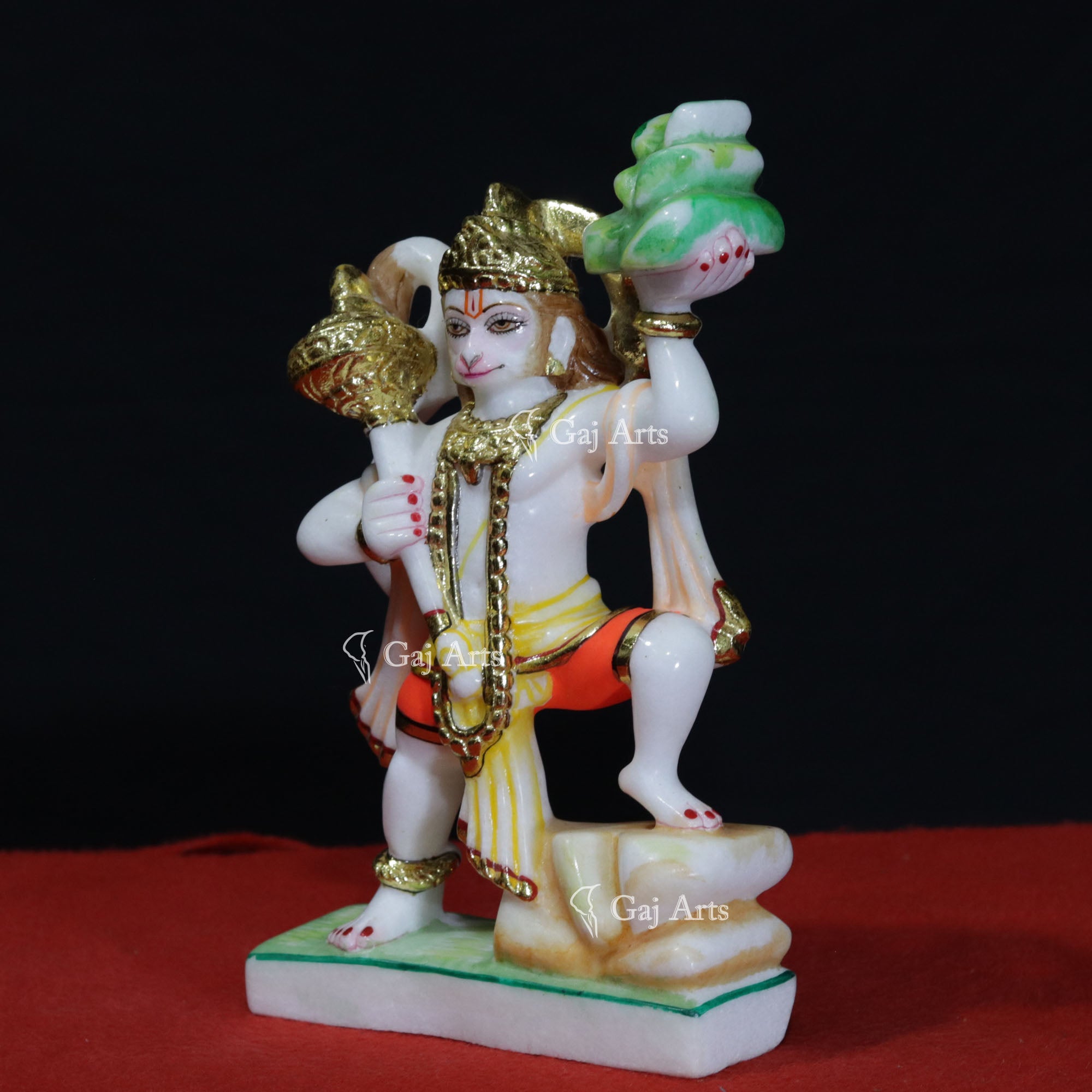 White Makrana Marble Veer Hanuman Ji Idol | 9 Inch