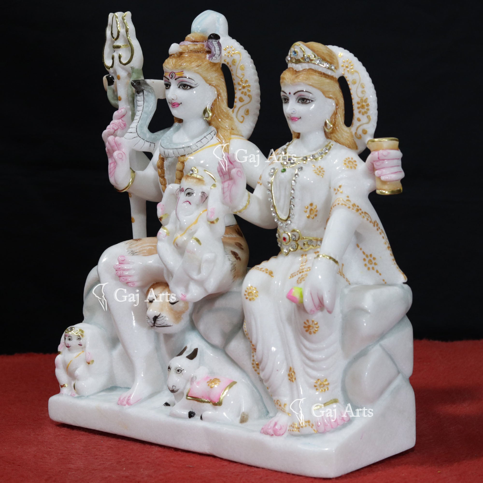 Super White Marble Shiv Parivar Idol | 13 Inch