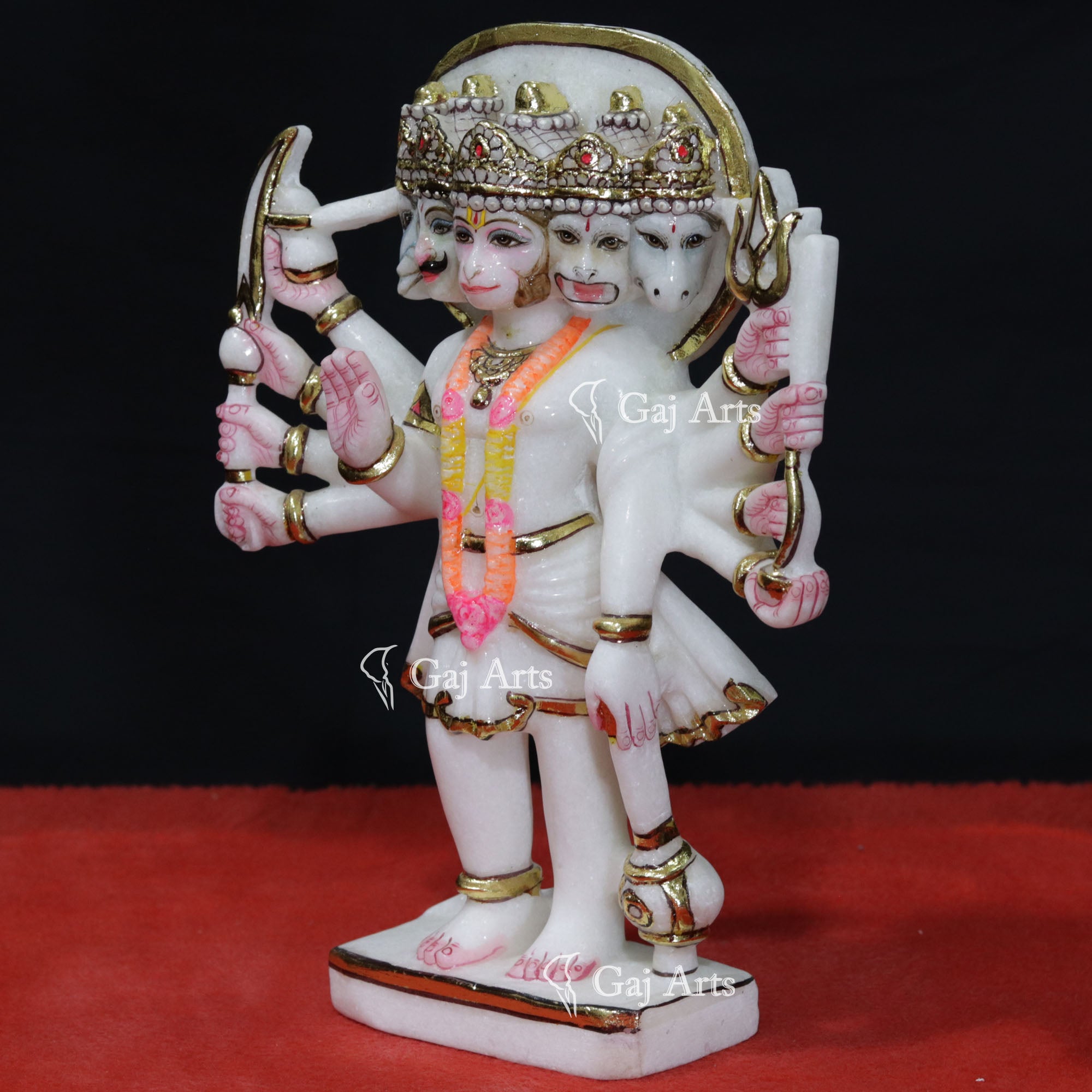 White Makrana Marble Panchmukhi Hanuman Ji Idol | 12 Inch