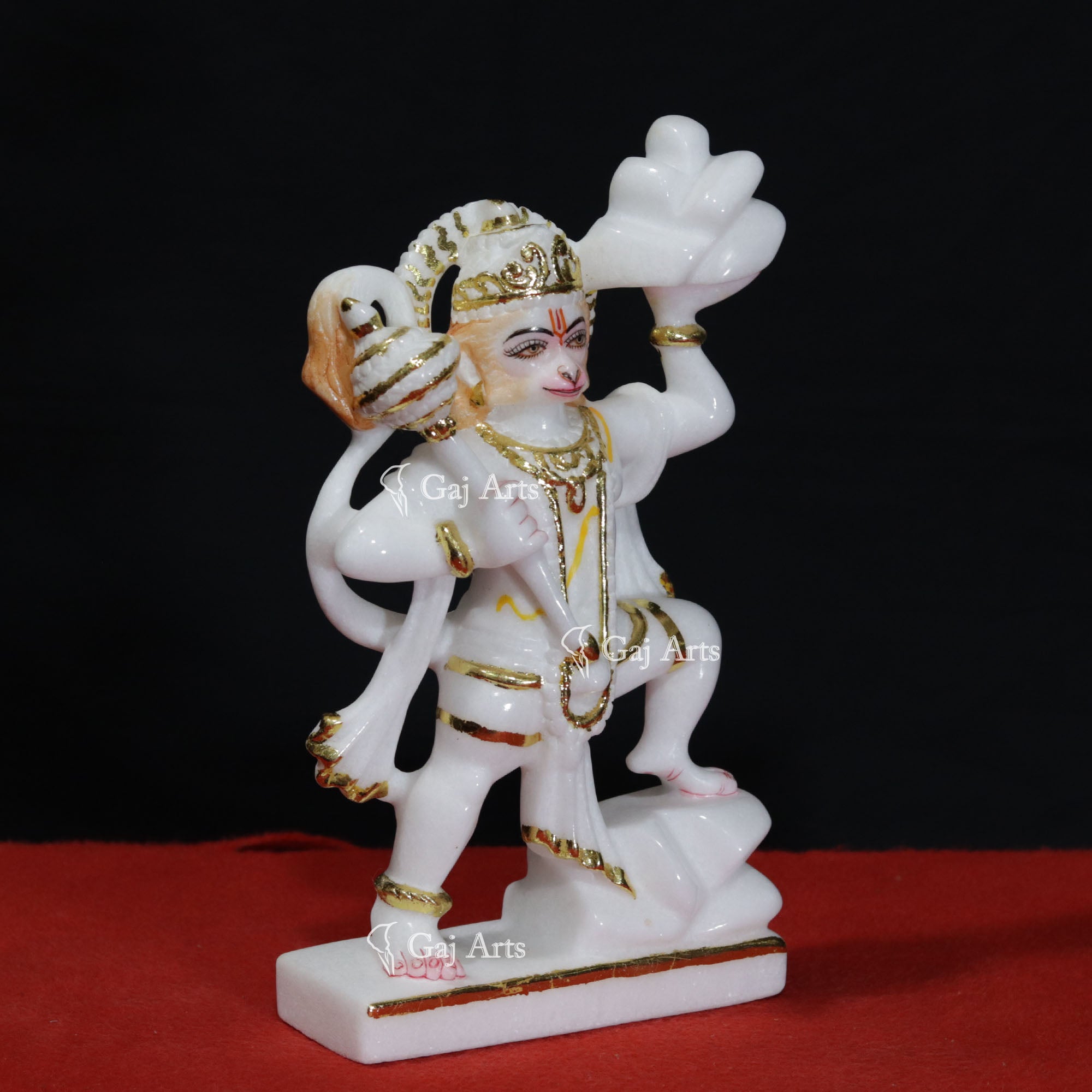 Super White Makrana Marble Veer Hanuman Ji Idol | 10 Inch