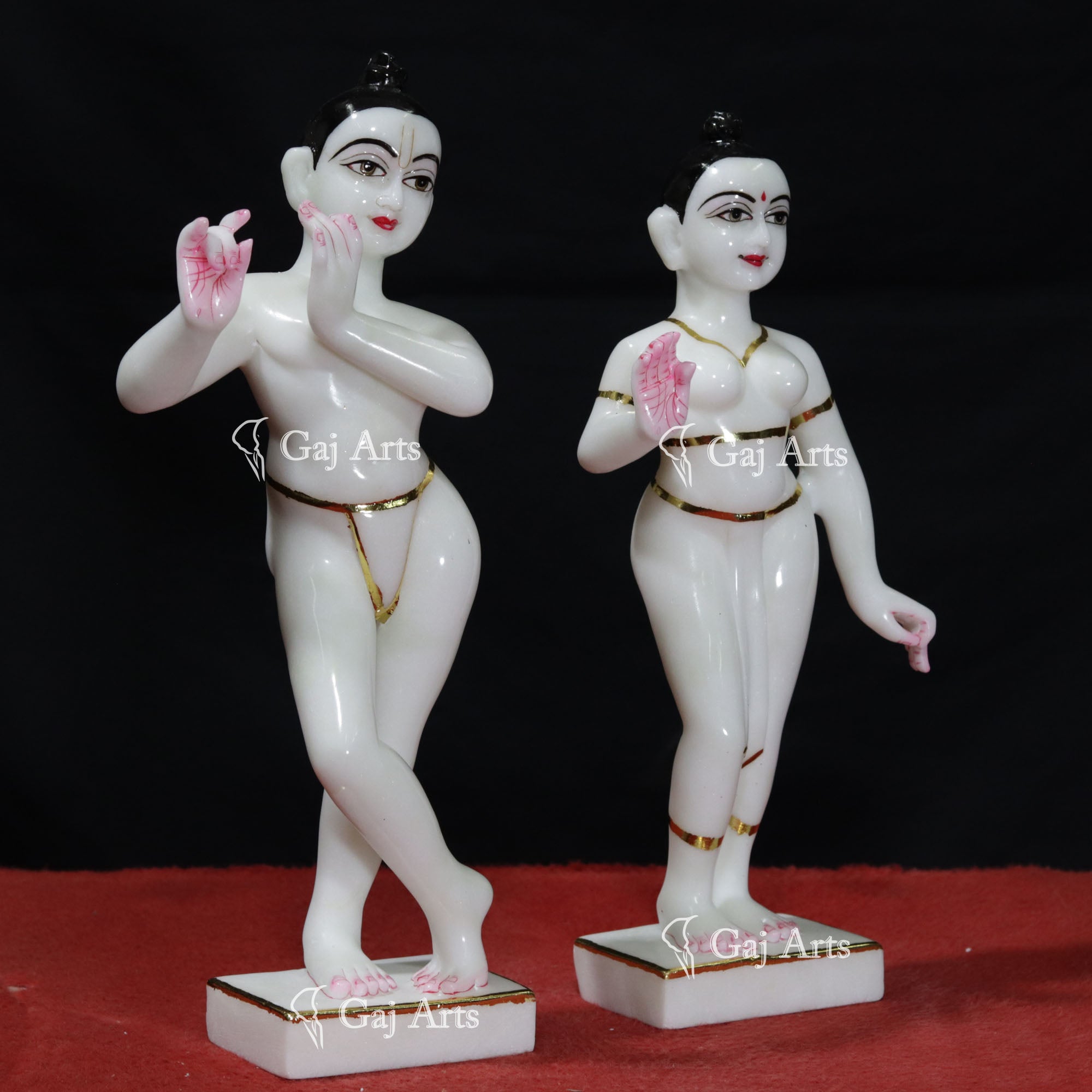 Super White Makrana Marble Iskon Radha Krishna Idol | 15 Inch